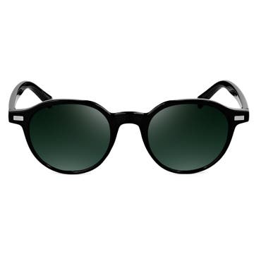 Слънчеви очила Wagner с черни рамки и зелени стъкла