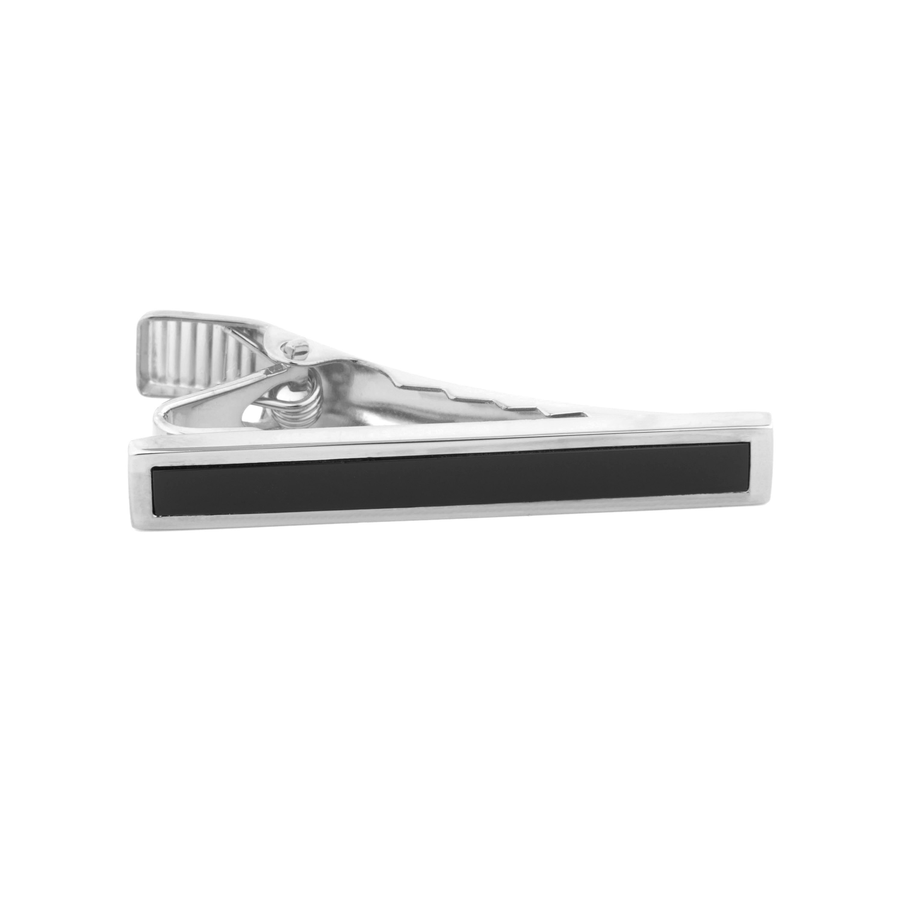 Krótka inkrustowana spinka do krawata ze srebra próby 925 - 1