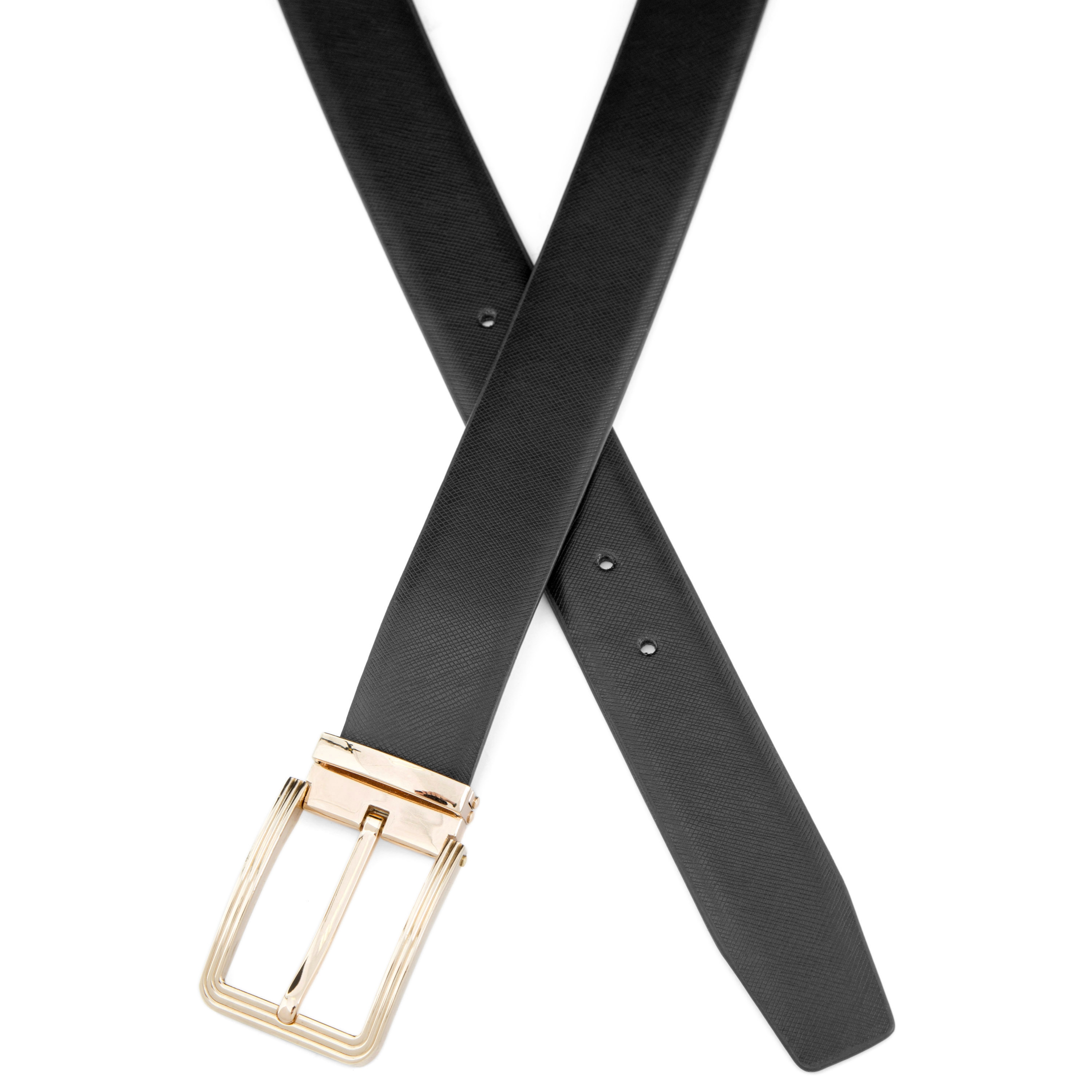 Ansehnlicher Ledergürtel in Schwarz/Gold - 3