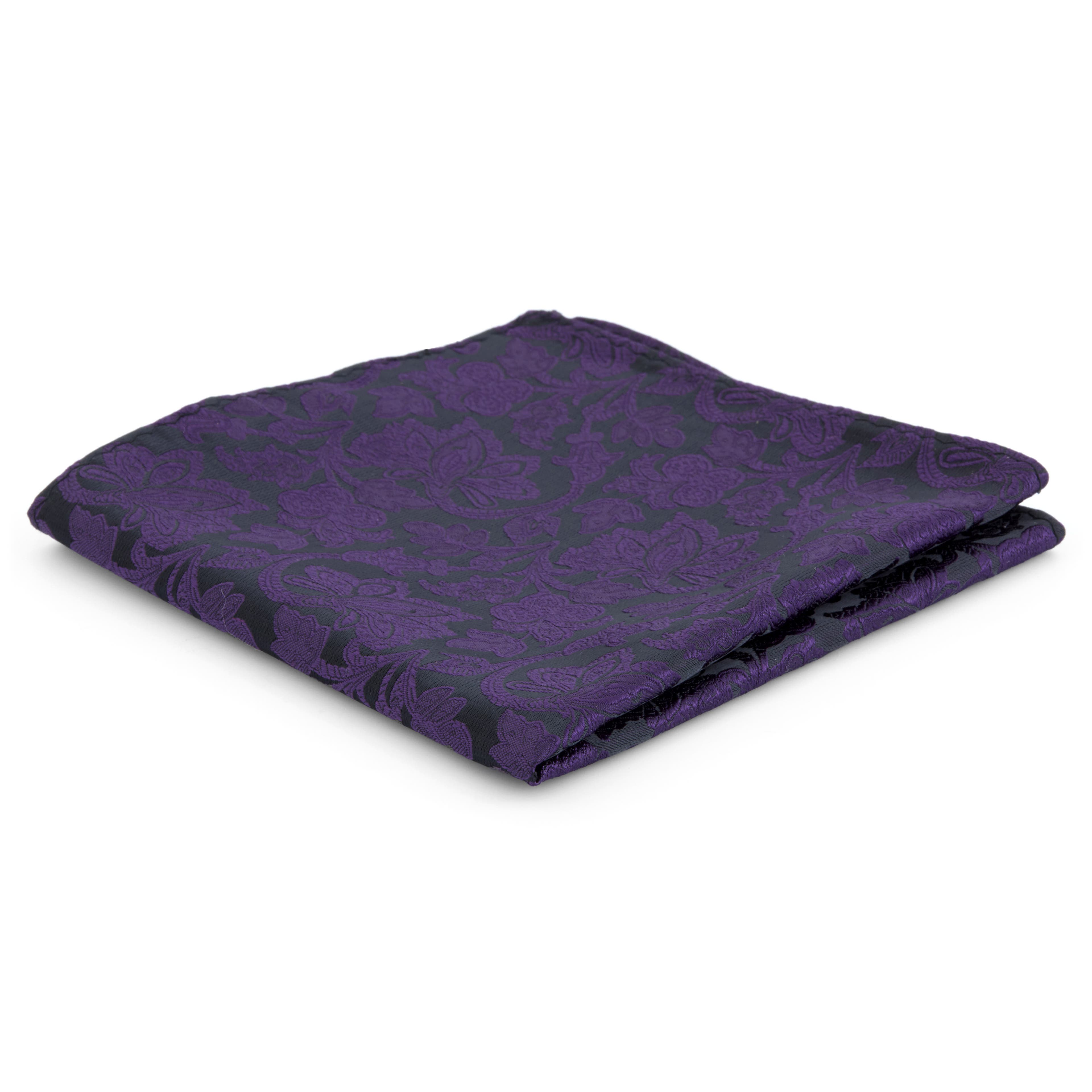 Purple & Black Baroque Polyester Pocket Square
