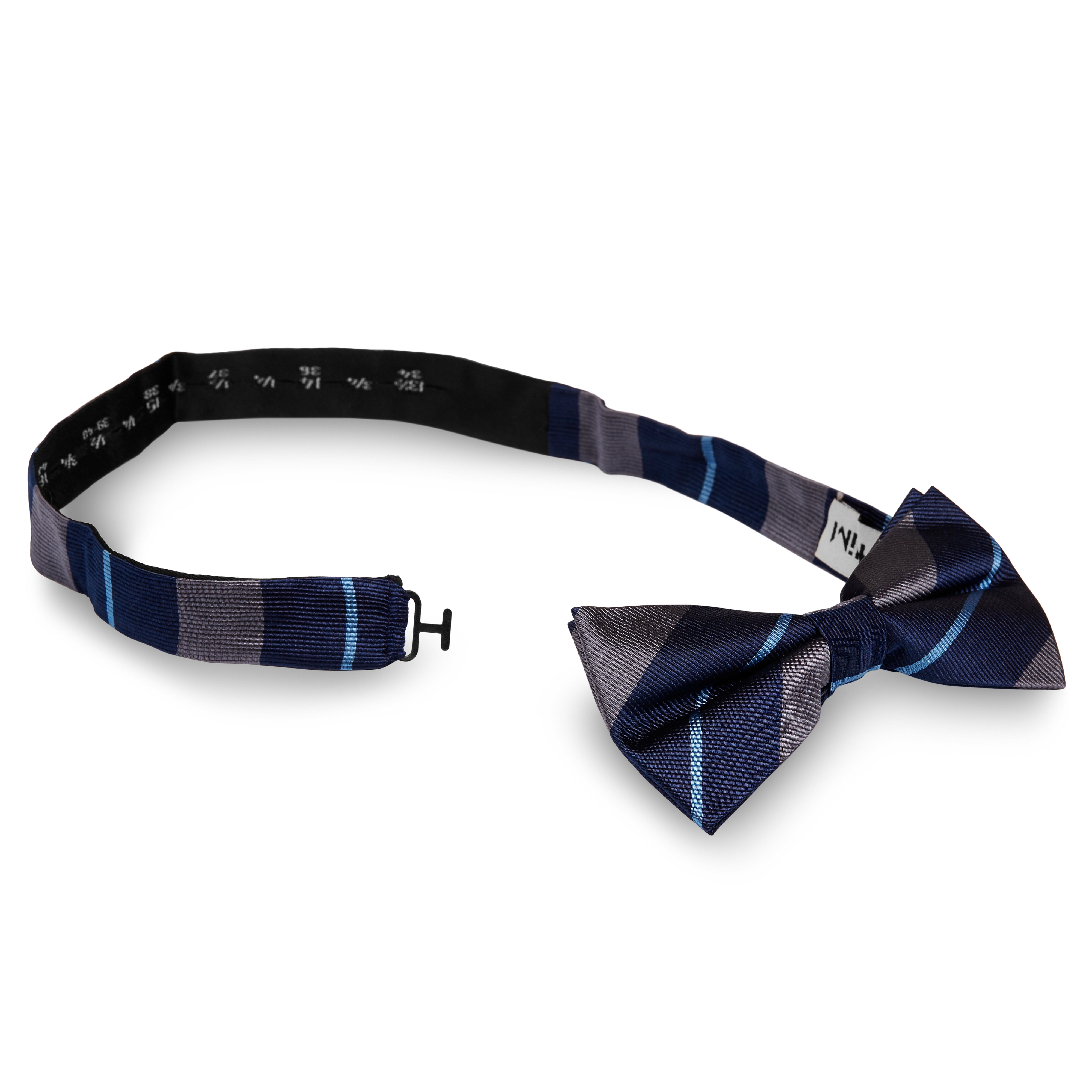 Grå, Blå og Marineblå Stripet Silkesløyfe - 2