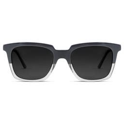 Occasus | Dwukolorowe szare polaryzacyjne okulary przeciwsłoneczne w rogowych oprawkach