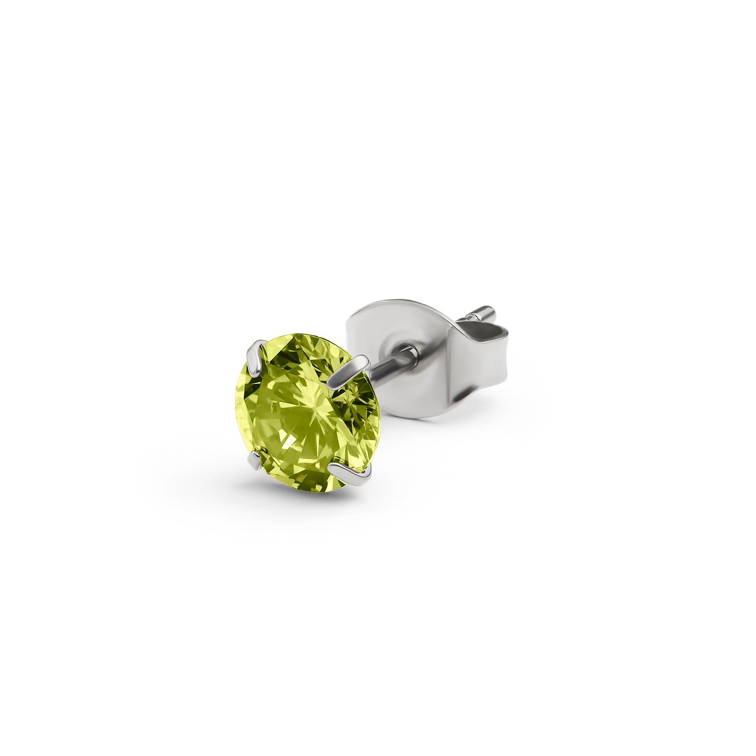 Aura | 6mm Titanium Peridot Green Zirconia Stud Earring Aura | 6mm Titanium Peridot Green Zirconia Stud Earring