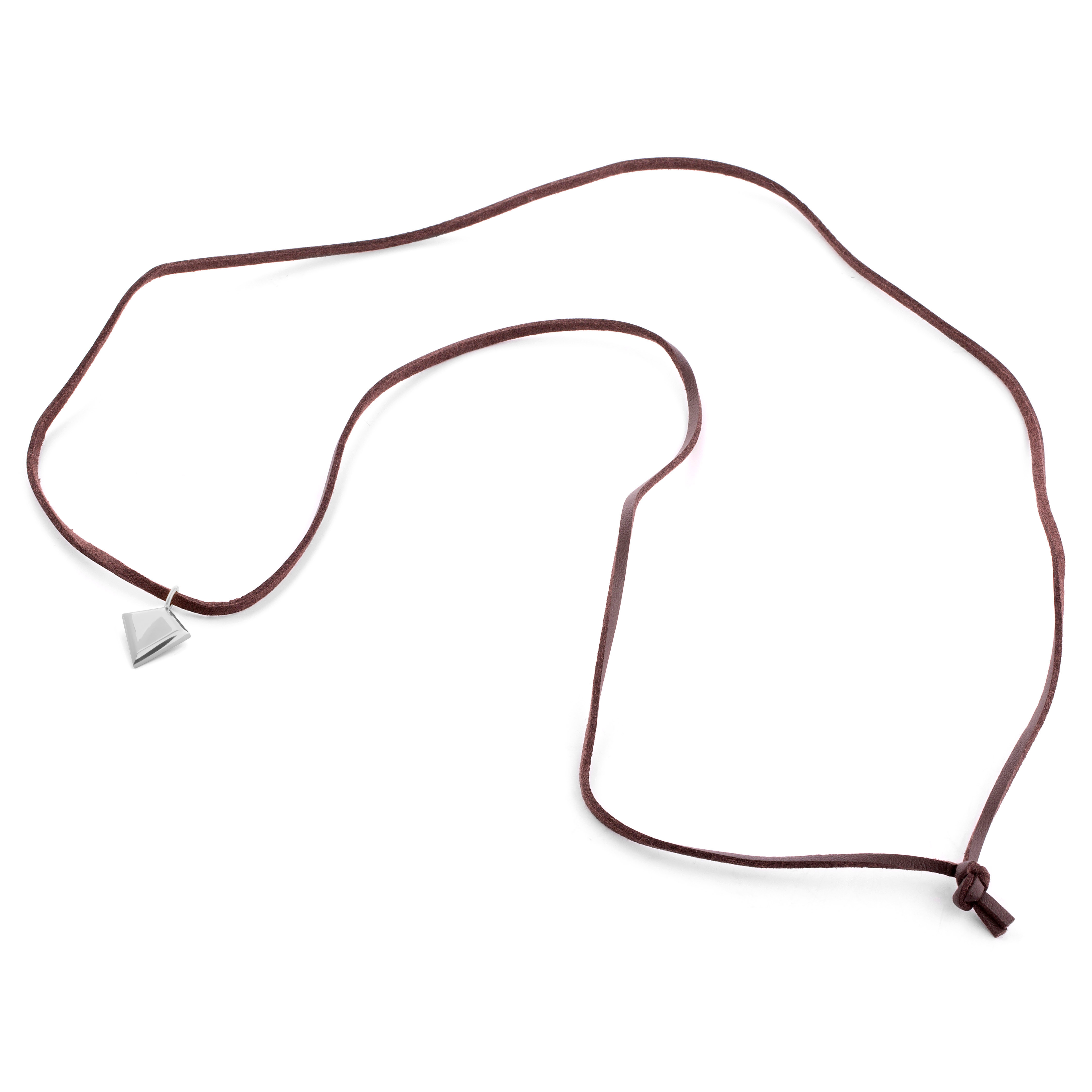 Iconic | Silver-Tone Arrowhead Leather Necklace - 3