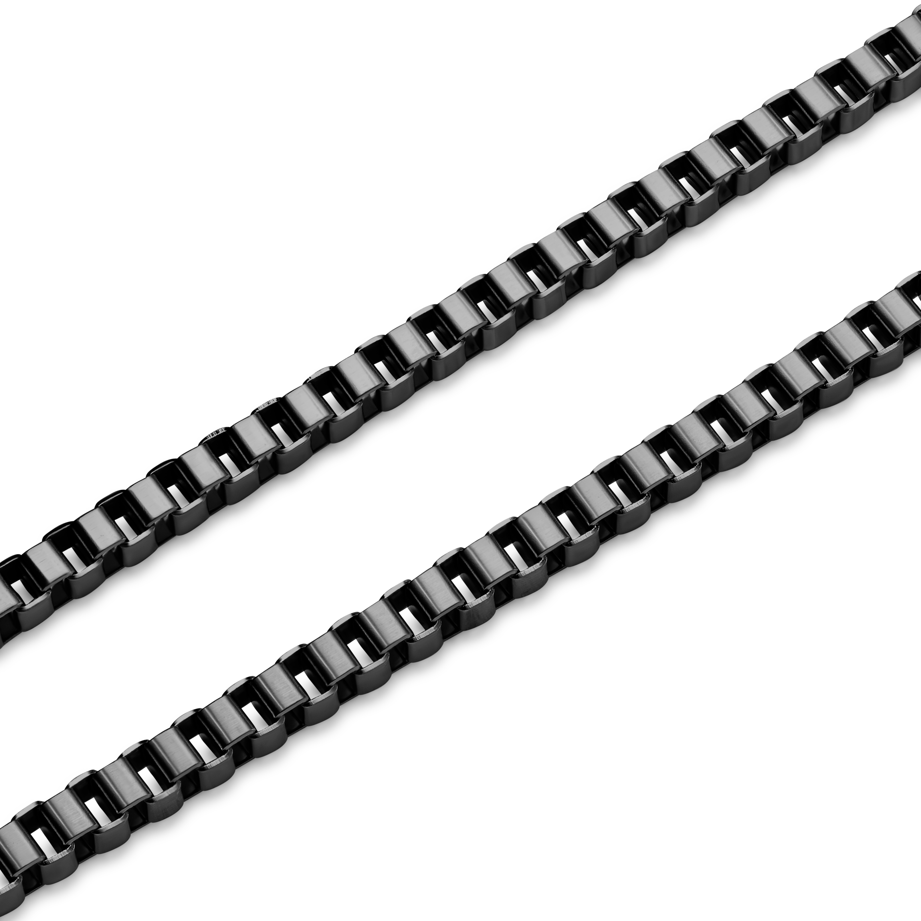 Essentials | 3 mm Gunmetal Schwarzes Quadratisches Box Kettenarmband - 4