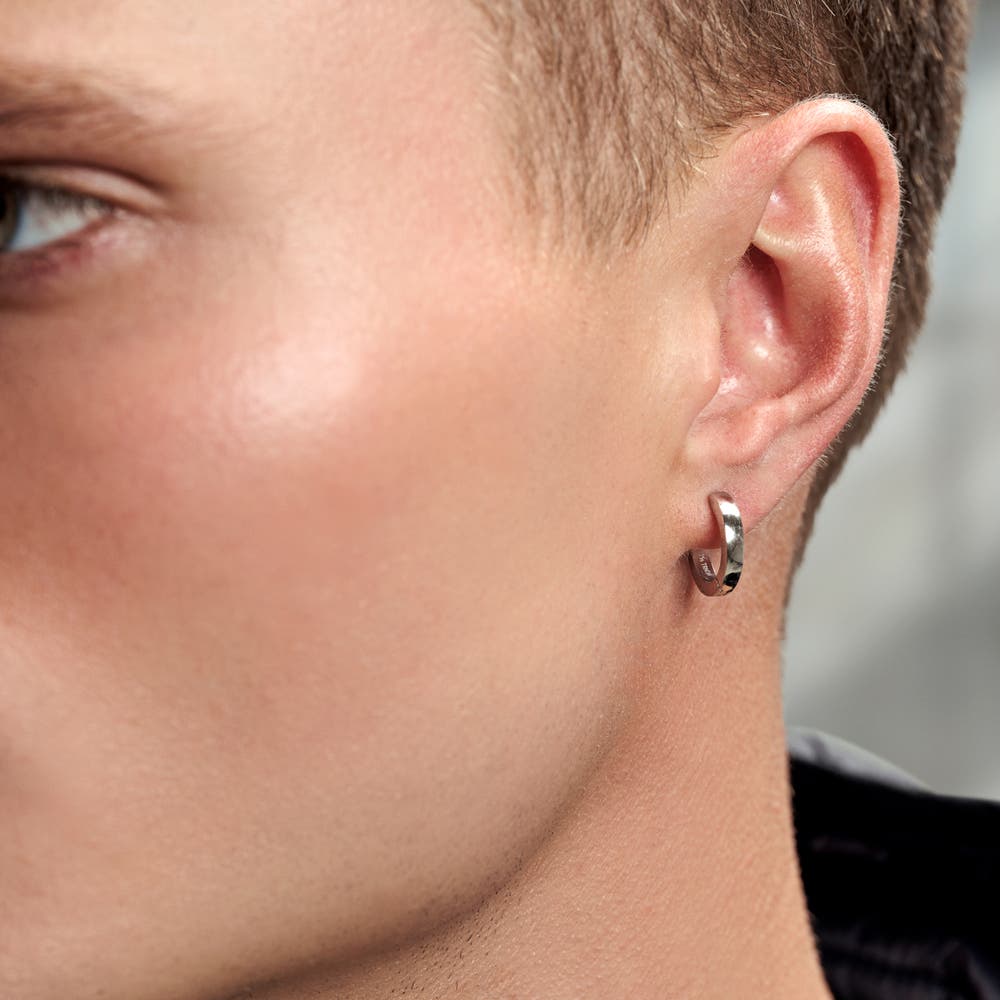 hover: Argentia | 925s | Flat Rhodium-Plated Sterling Silver Hoop Earring hover: Argentia | 925s | Flat Rhodium-Plated Sterling Silver Hoop Earring