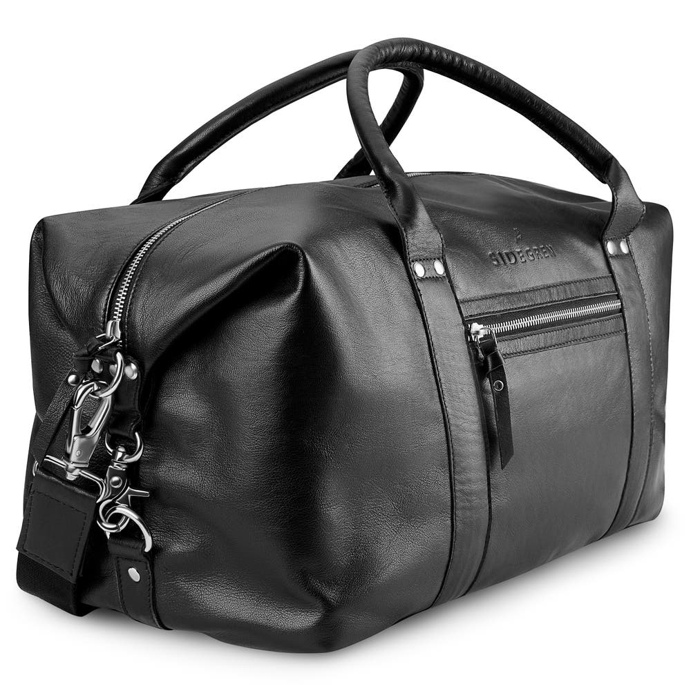 hover: Fidei | Black Full Grain Goat Leather Weekend Bag hover: Fidei | Black Full Grain Goat Leather Weekend Bag