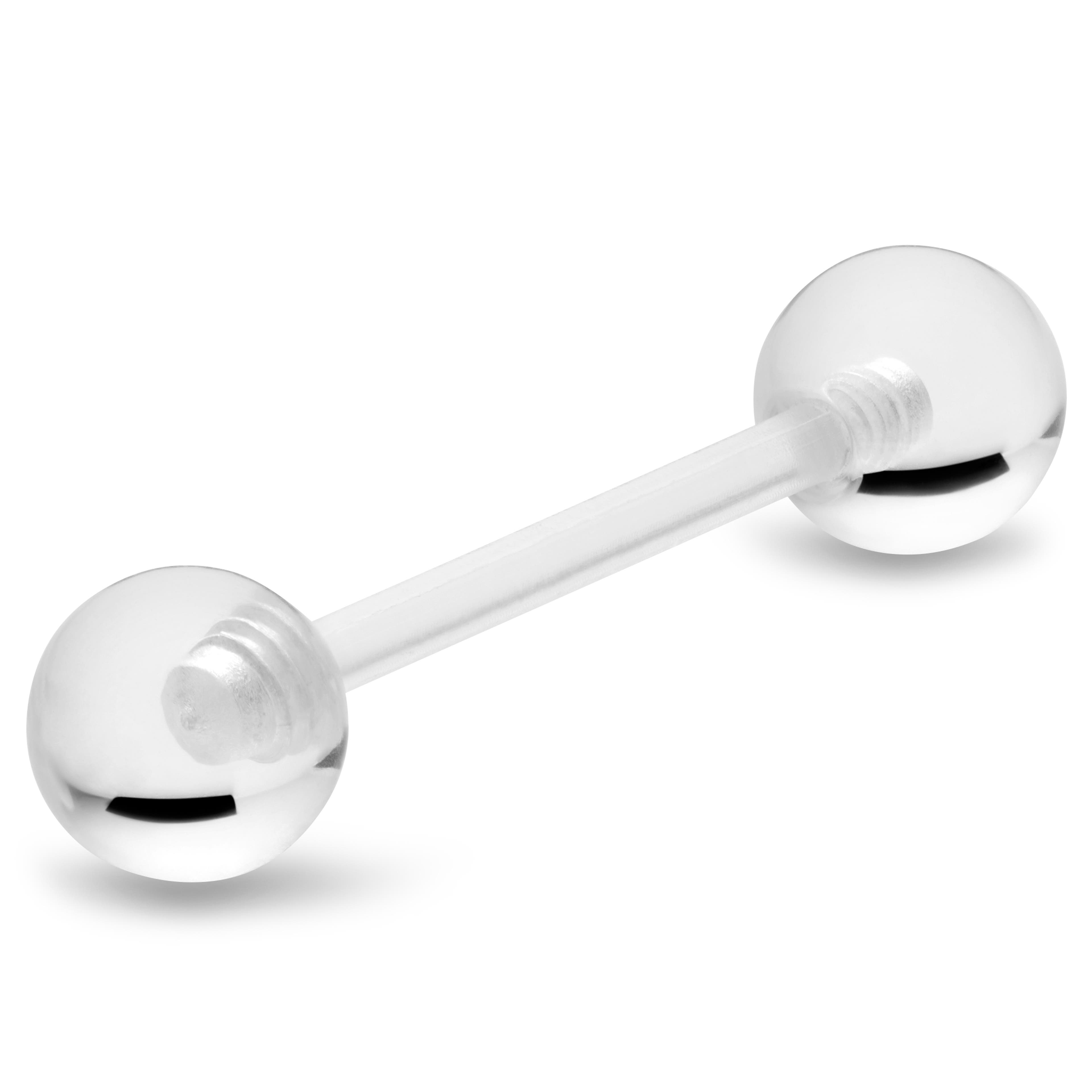 Piercing barbell flexible en acrylique noir 16 mm