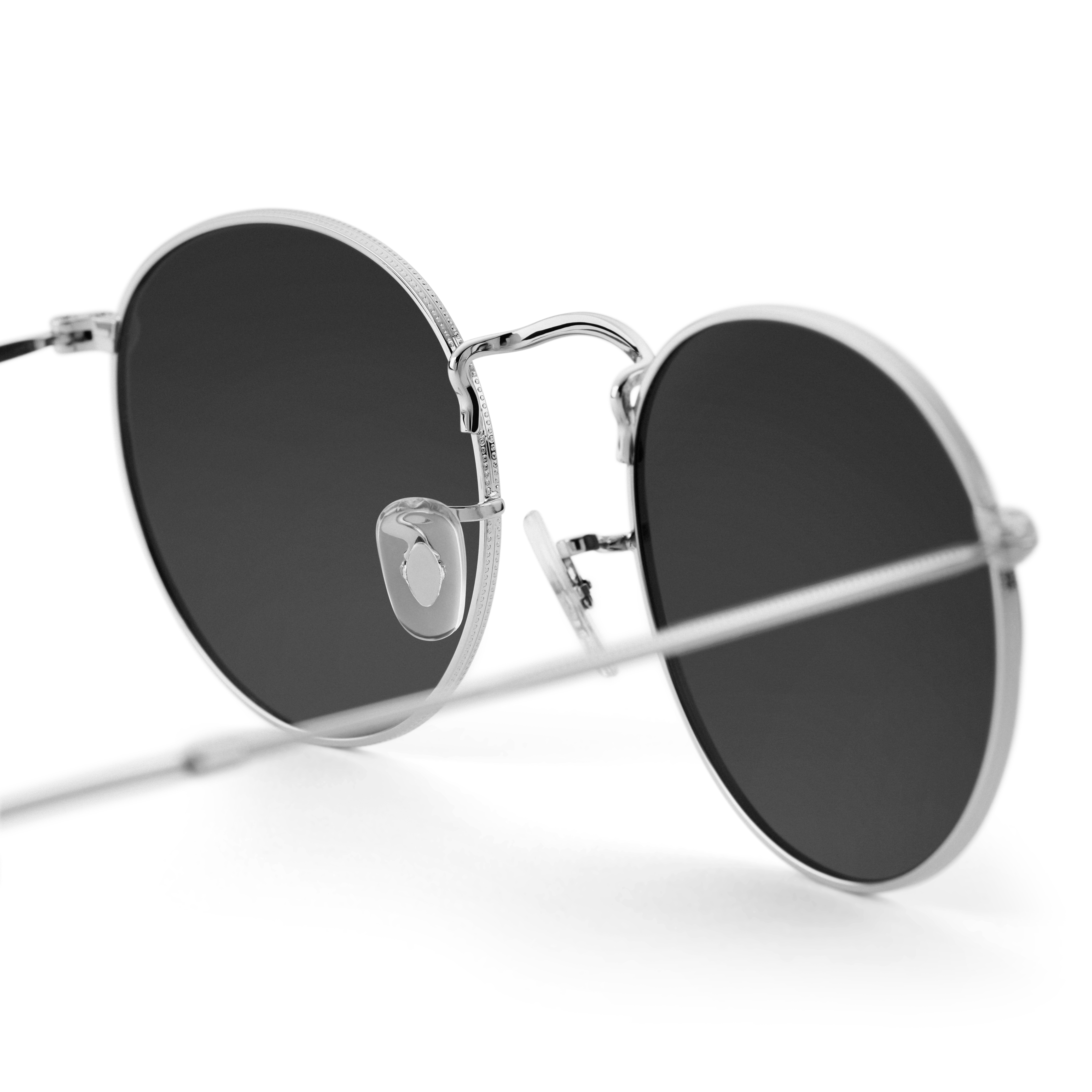 Поляризирани кръгли очила от хирургична стомана с черни стъкла - 6