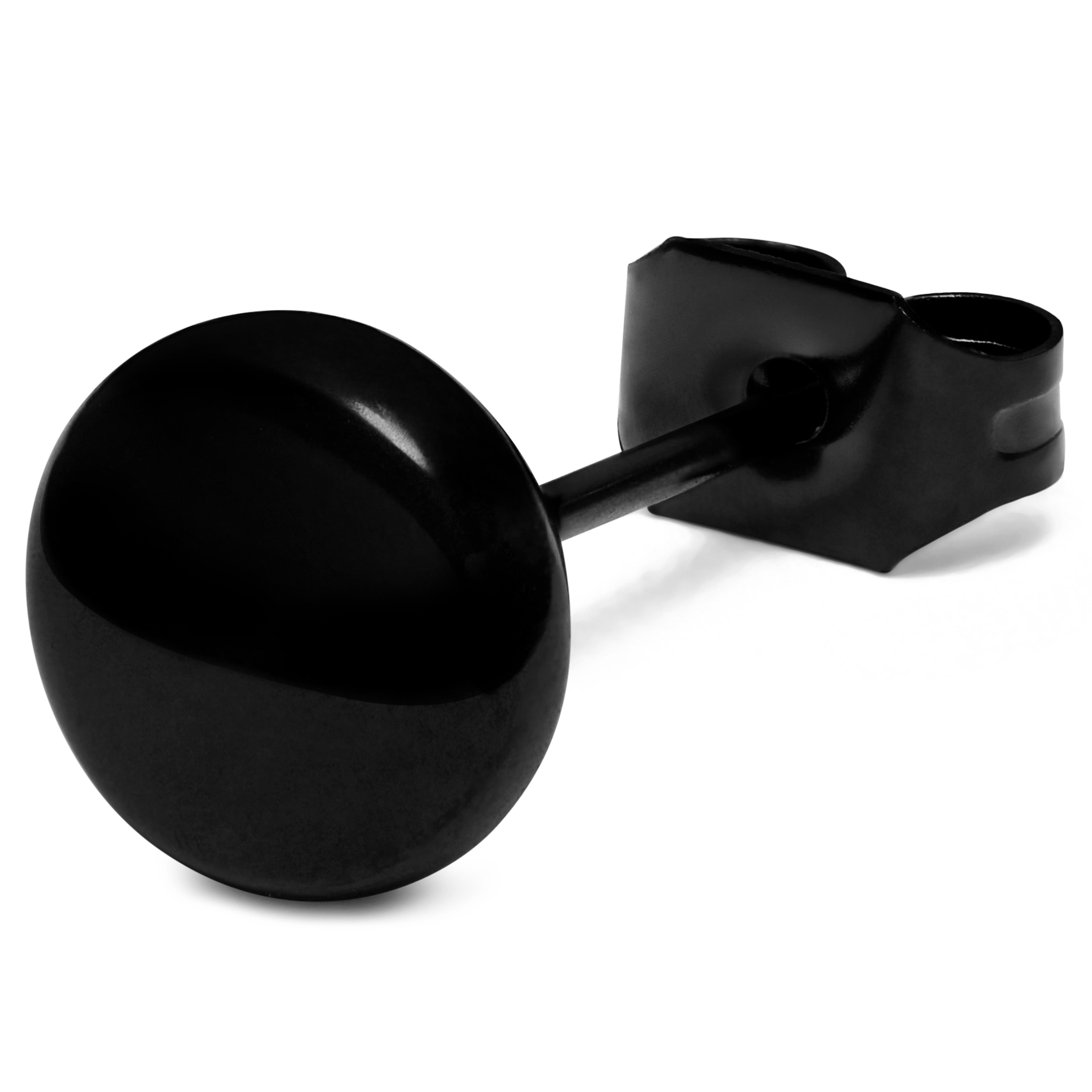 Boucle d'oreille "bouton" en acier noir 6 mm