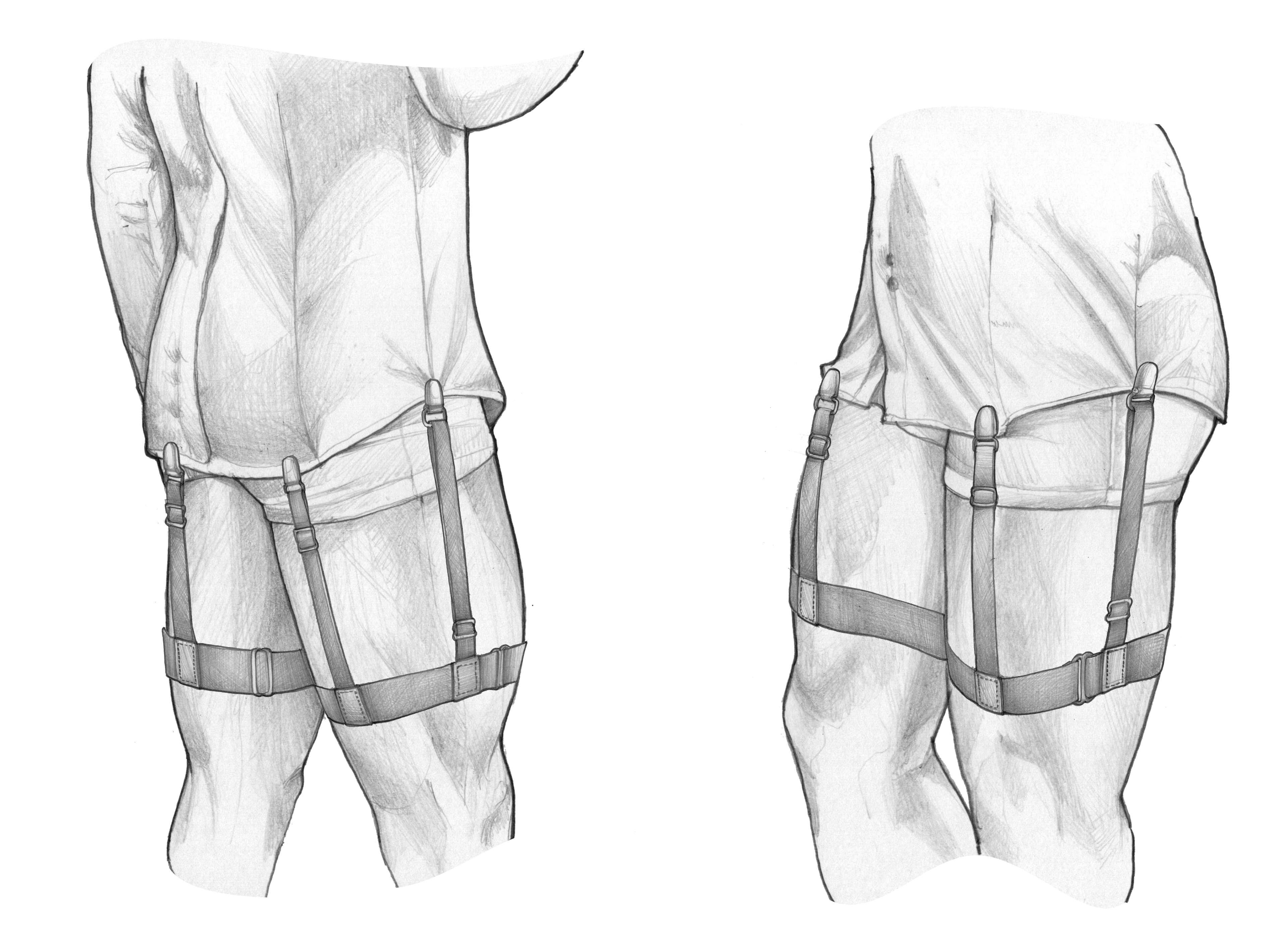 2-Pack Svarta Skjorthängslen Strumpebandsdesign - 3