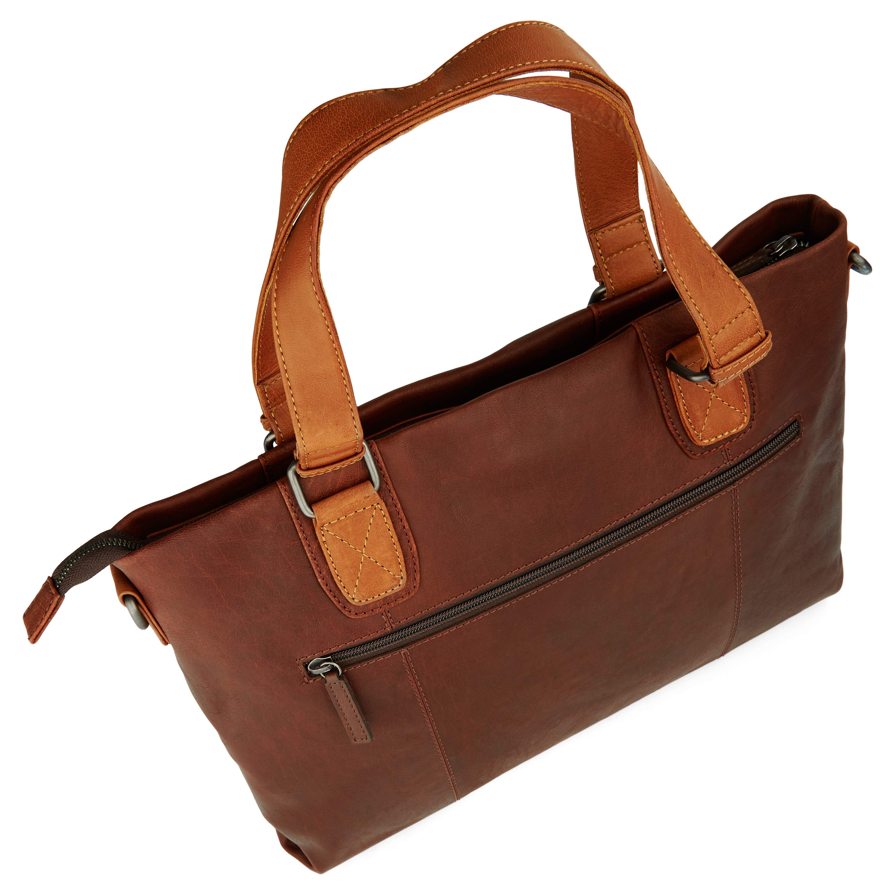 Oxford Classic Tan & Brown Leather Bag - 6