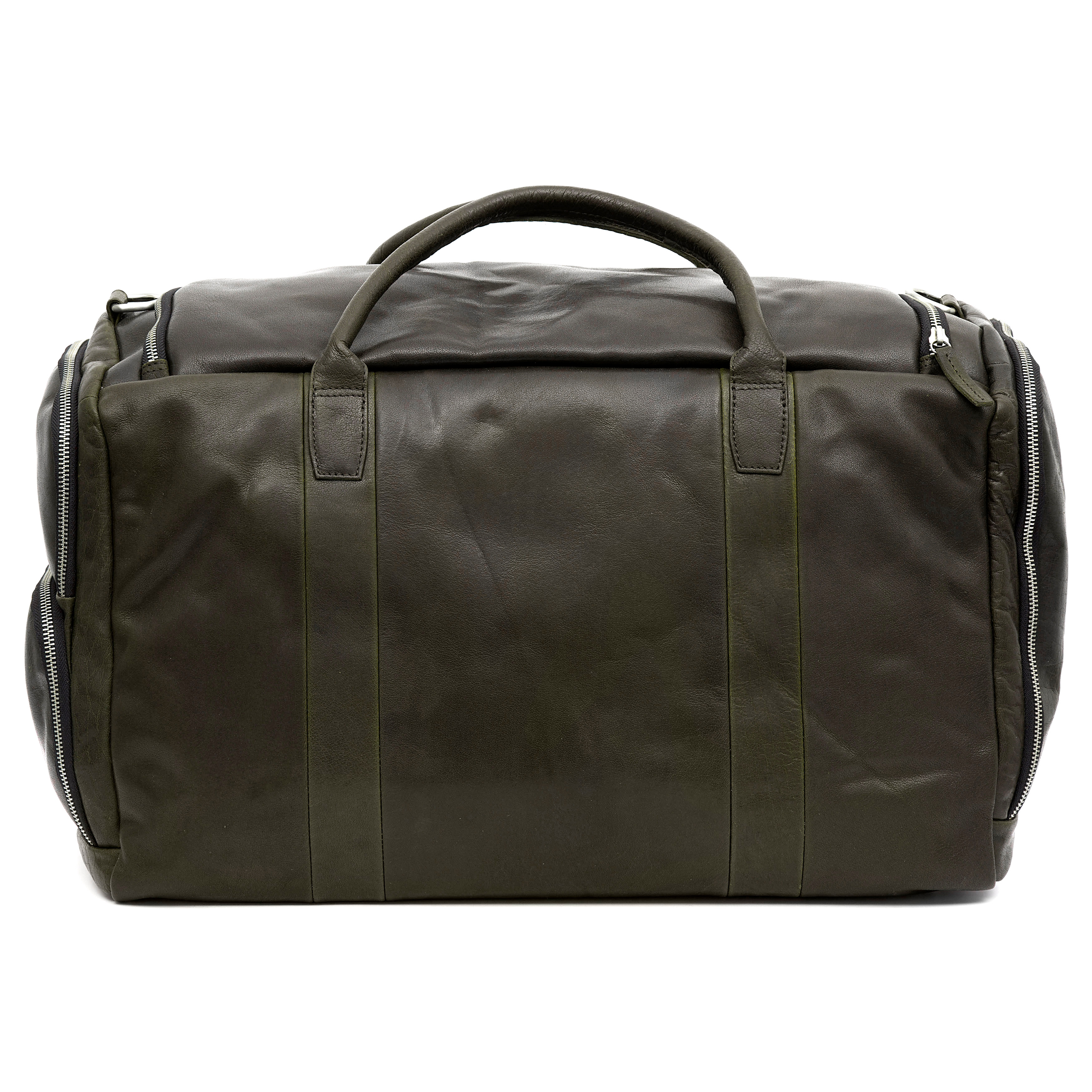 Montreal Large Olive Leather Duffel Bag - 5