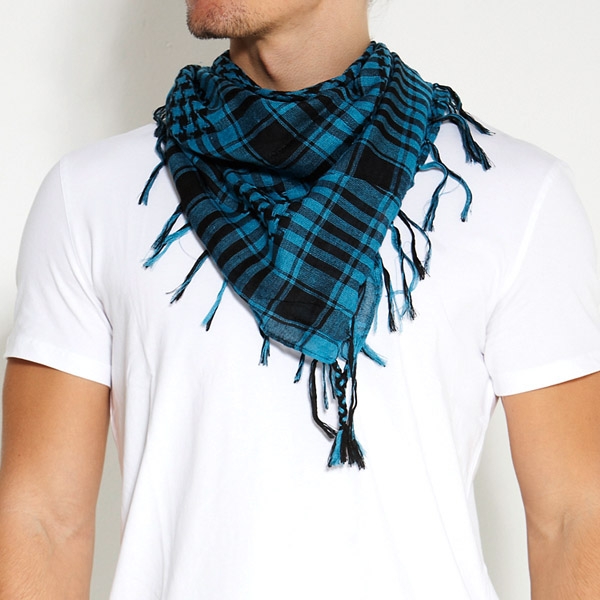 Blåt Mønstret Partisantørklæde - 1