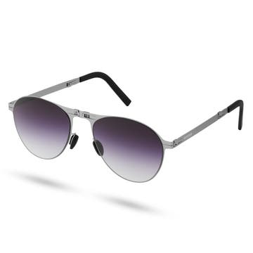 Thea | Silver-Tone & Dark Violet Stainless Steel Folding Sunglasses