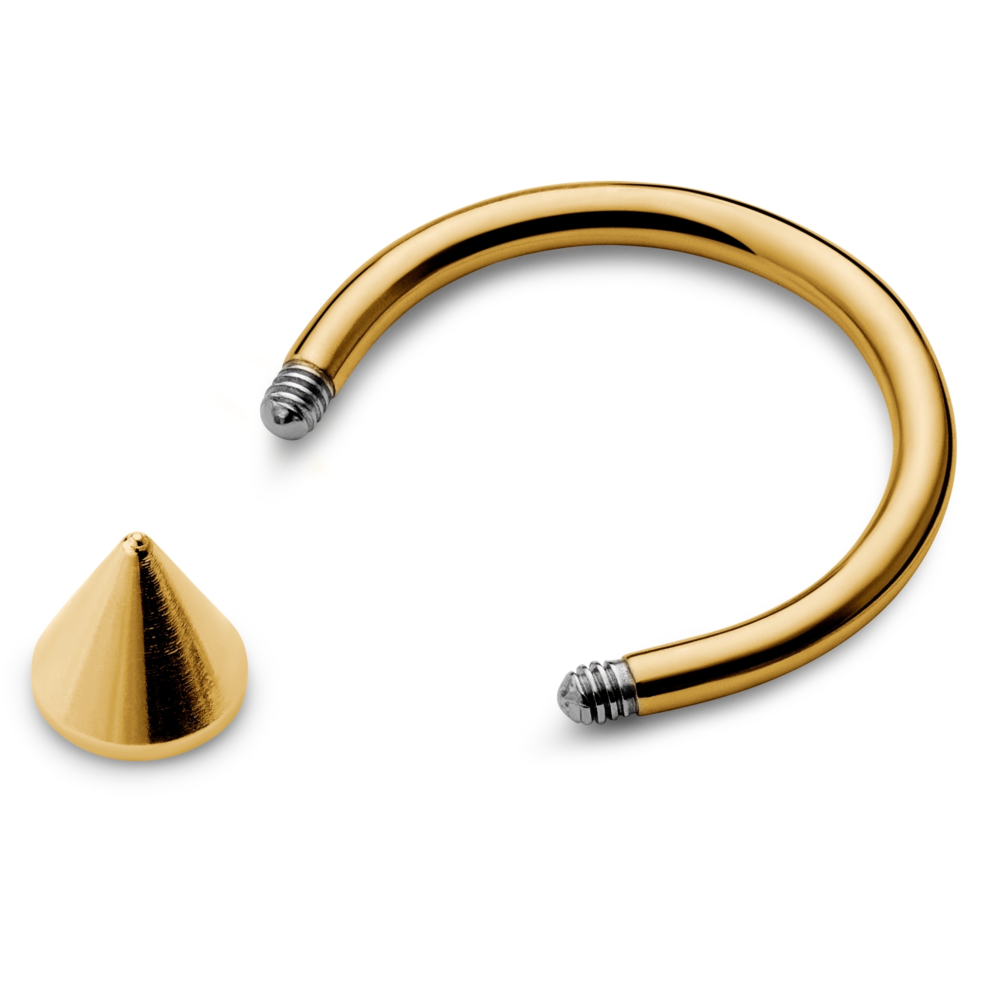 10 mm Goldfarbene runde Barbell (Hantel) aus Titan mit Stacheln - 2