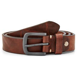 Casual Slim Rusty Brown Leather Belt