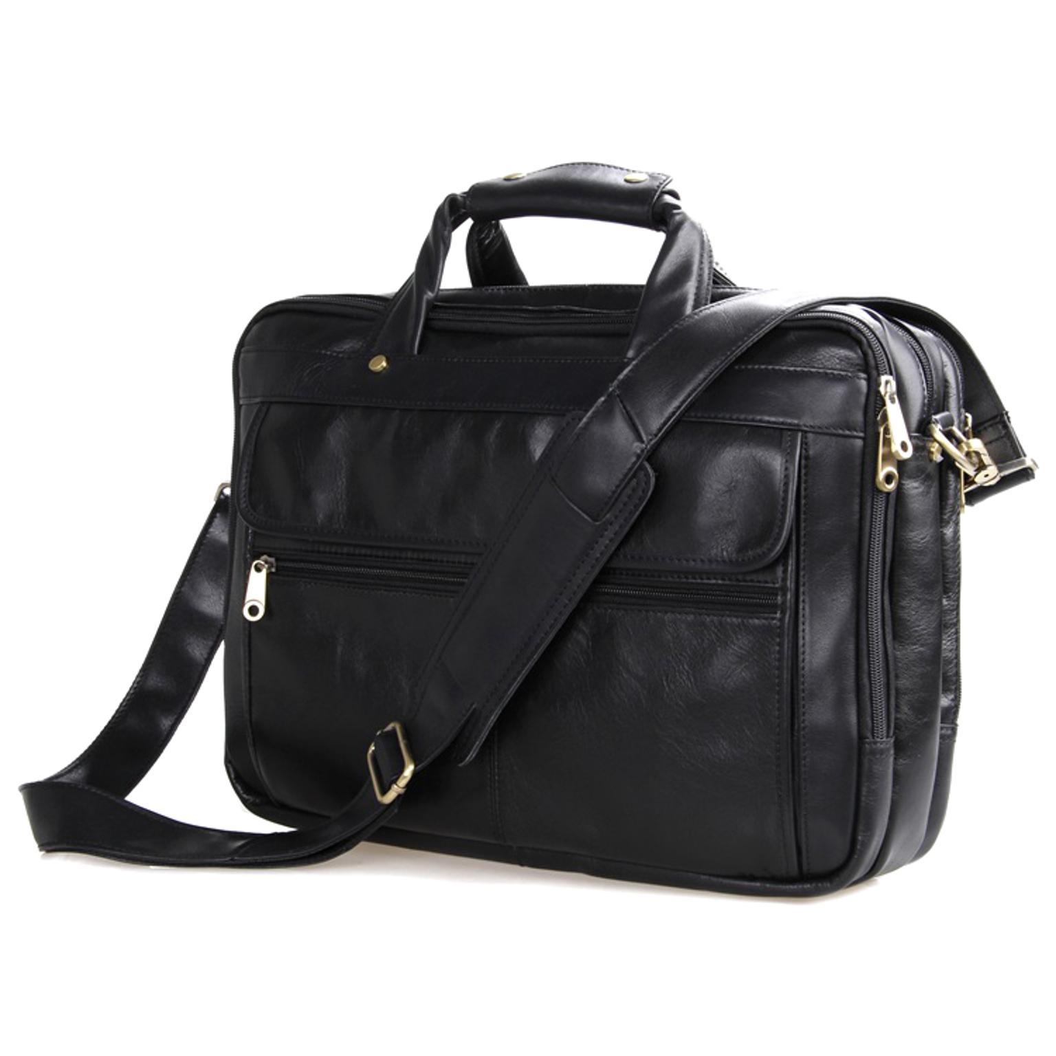 Porte-documents compact en cuir noir Porte-documents compact en cuir noir
