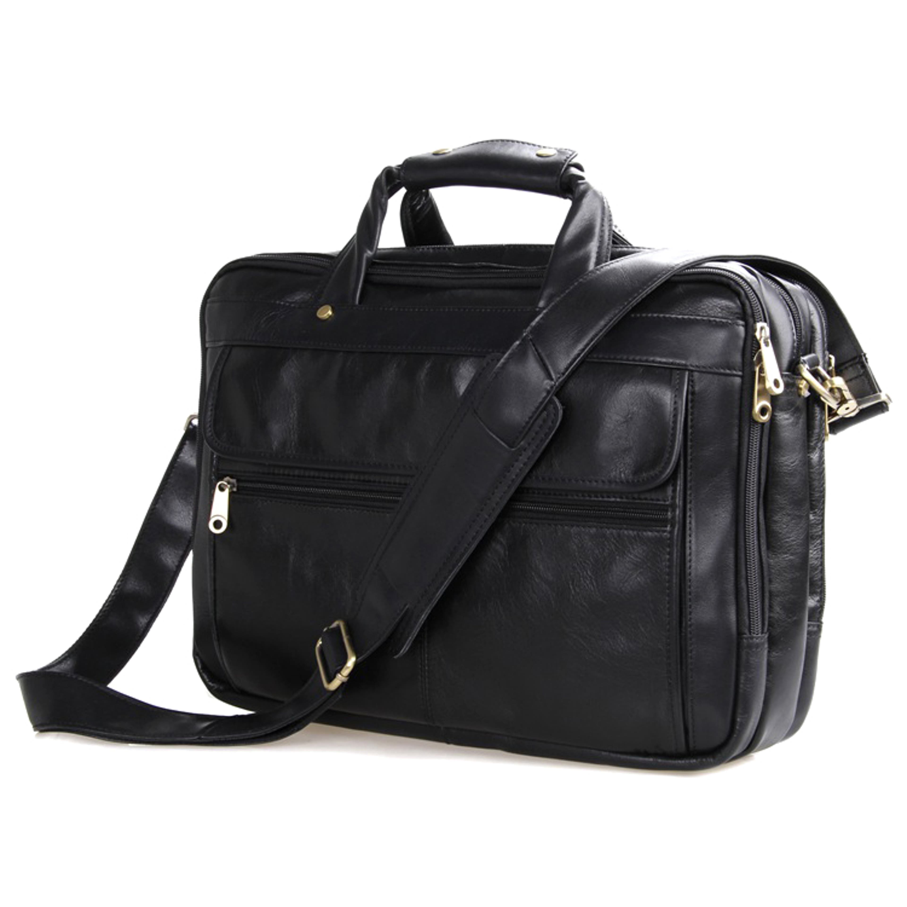 Compact Black Leather Briefcase
