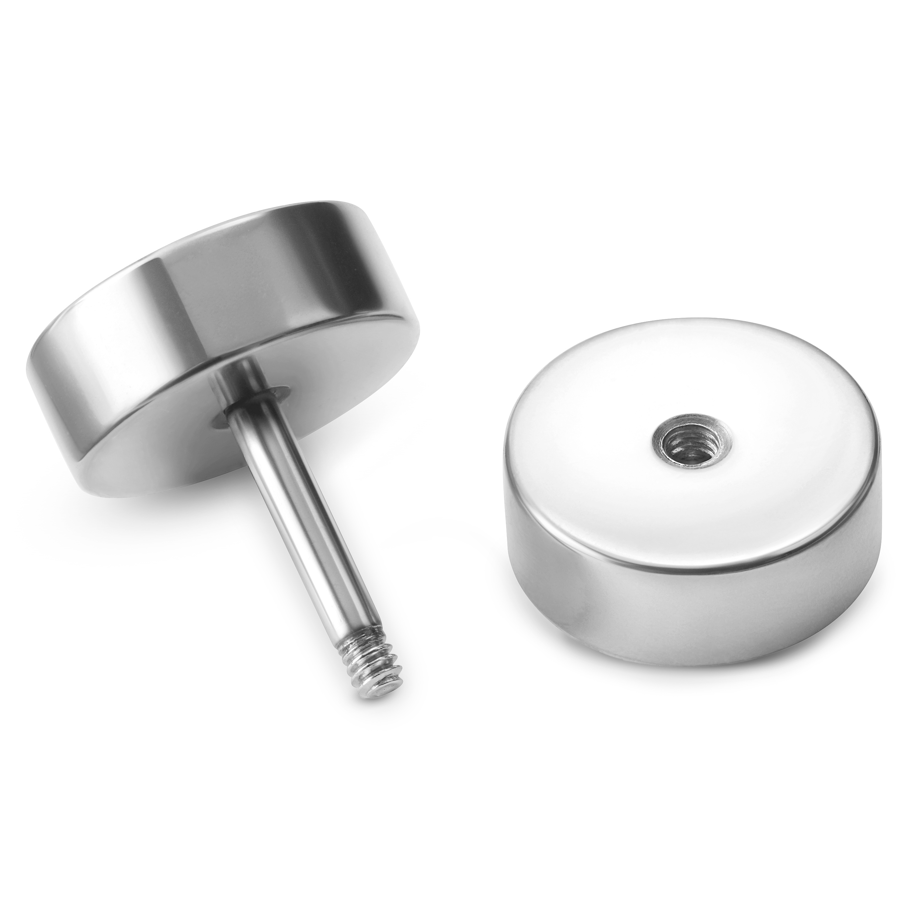 8mm Silver-Tone Stud Earring - 2