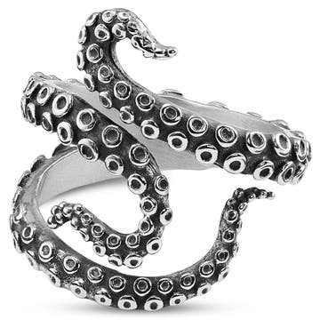 Silver-Tone Stainless Steel Octopus Tentacle Ring