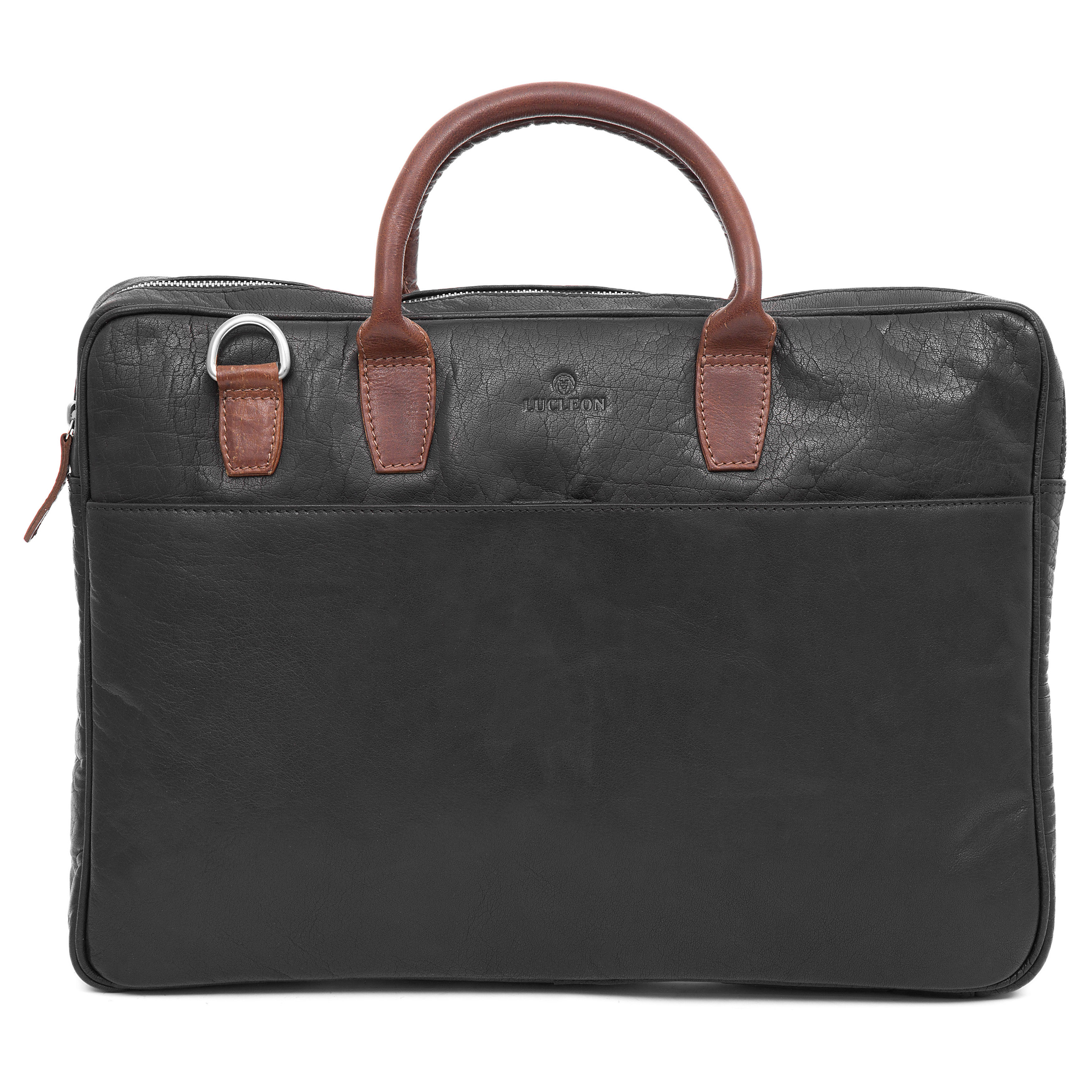Montreal Executive õhuke 15" must & punakaspruun nahast kott - 9