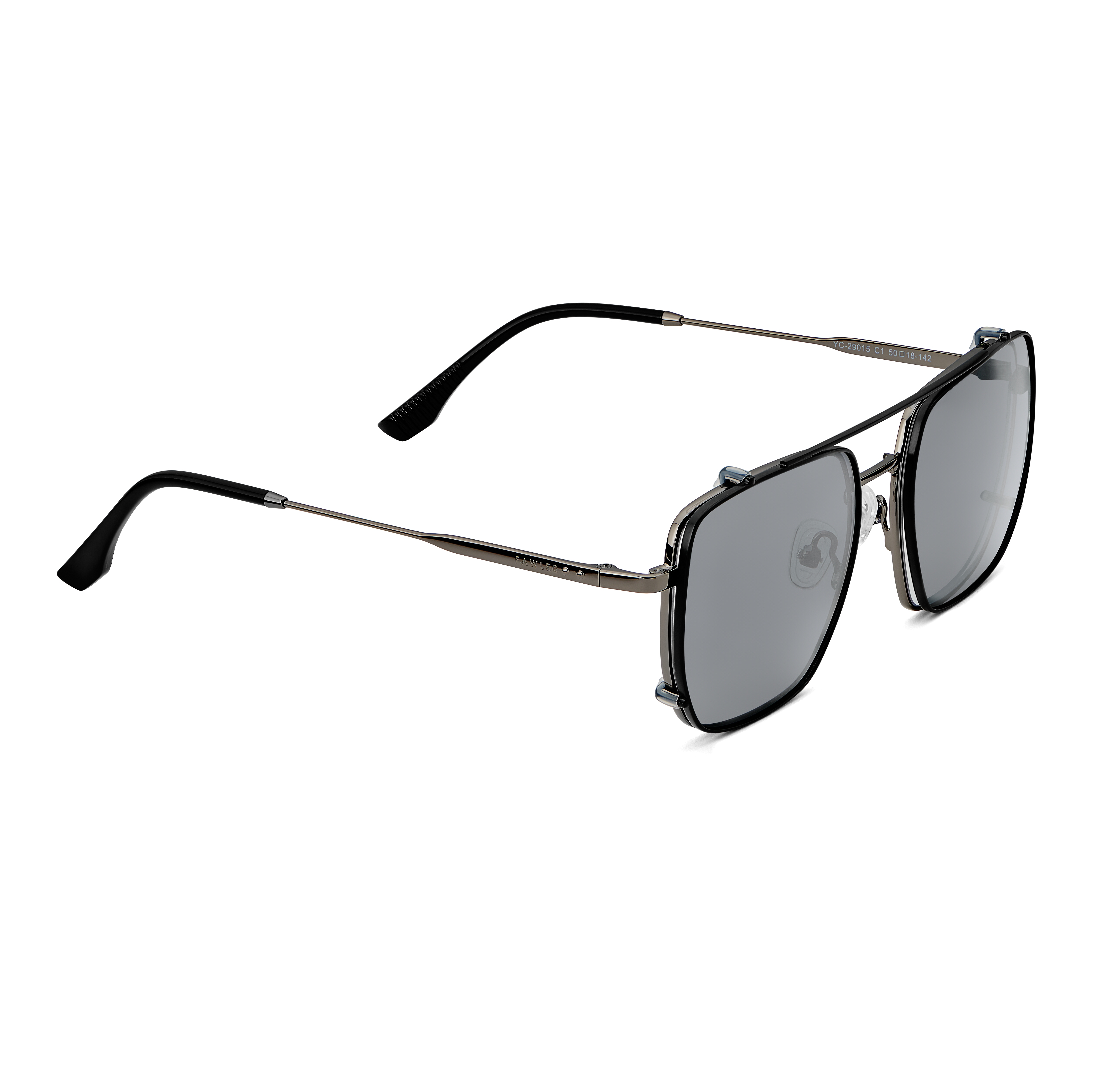 Black Blue Light Blocking Clear Lens Glasses With Polarised Clip-on Shades - 3