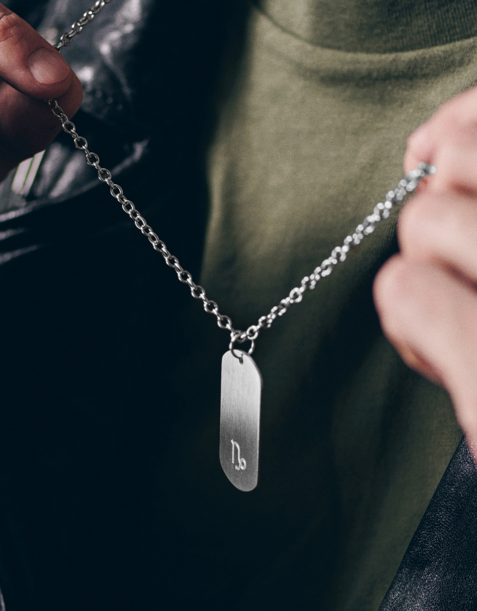 Silver-Tone Stainless Steel With ID Dog Tag Cable Chain Necklace, In  stock!