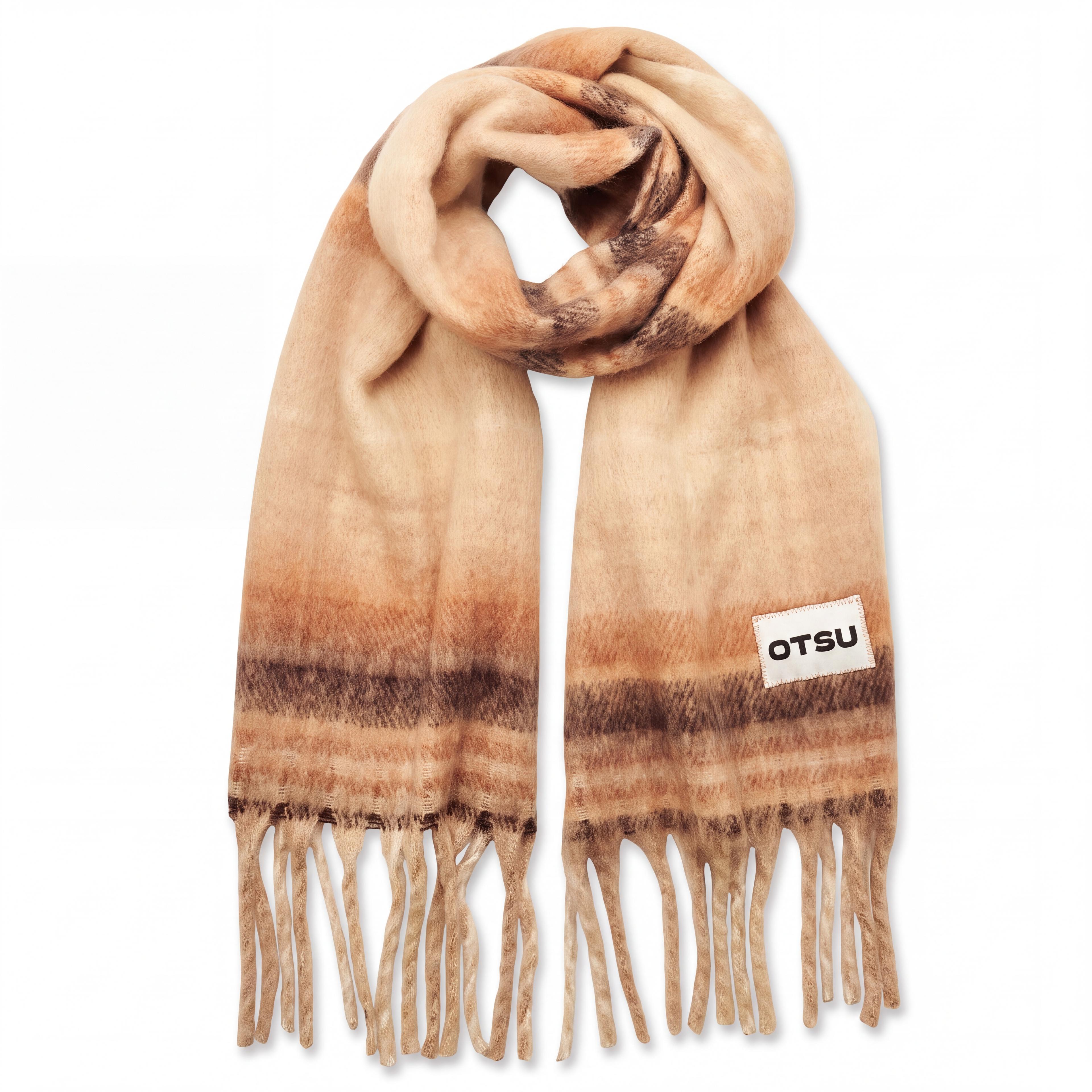 Drift | Karierter Schal aus angerauter Wollmischung in gedecktem Beige mit Fransen Drift | Karierter Schal aus angerauter Wollmischung in gedecktem Beige mit Fransen