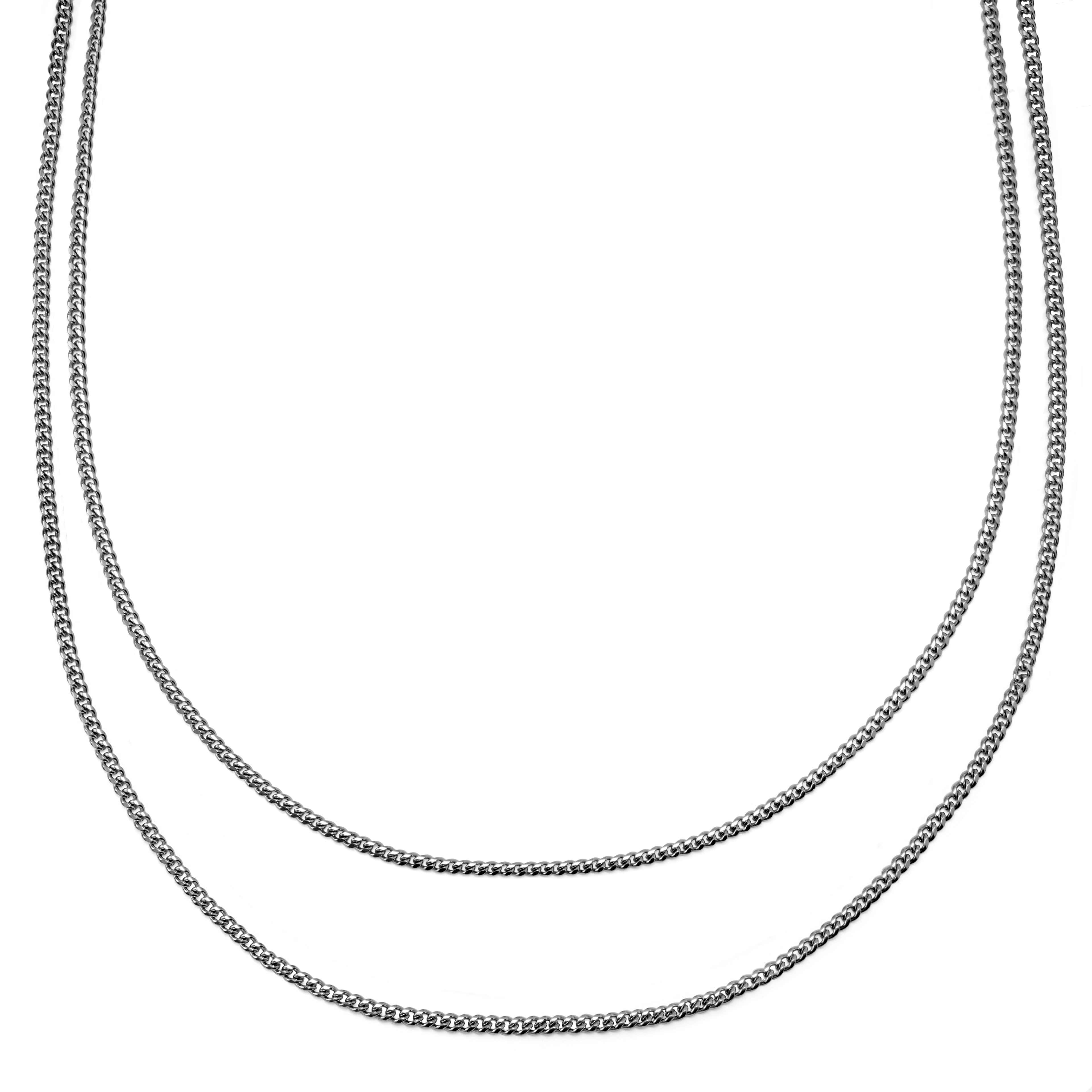 Rico geschichtete silberfarbene Doppelketten-Halskette