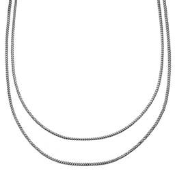 Rico geschichtete silberfarbene Doppelketten-Halskette
