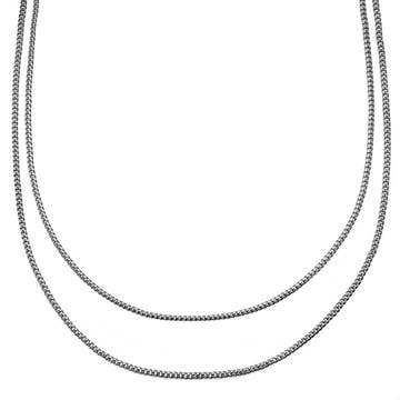 Rico | 3 mm Silver-Tone Stainless Steel Double Layered Curb Chain Necklace
