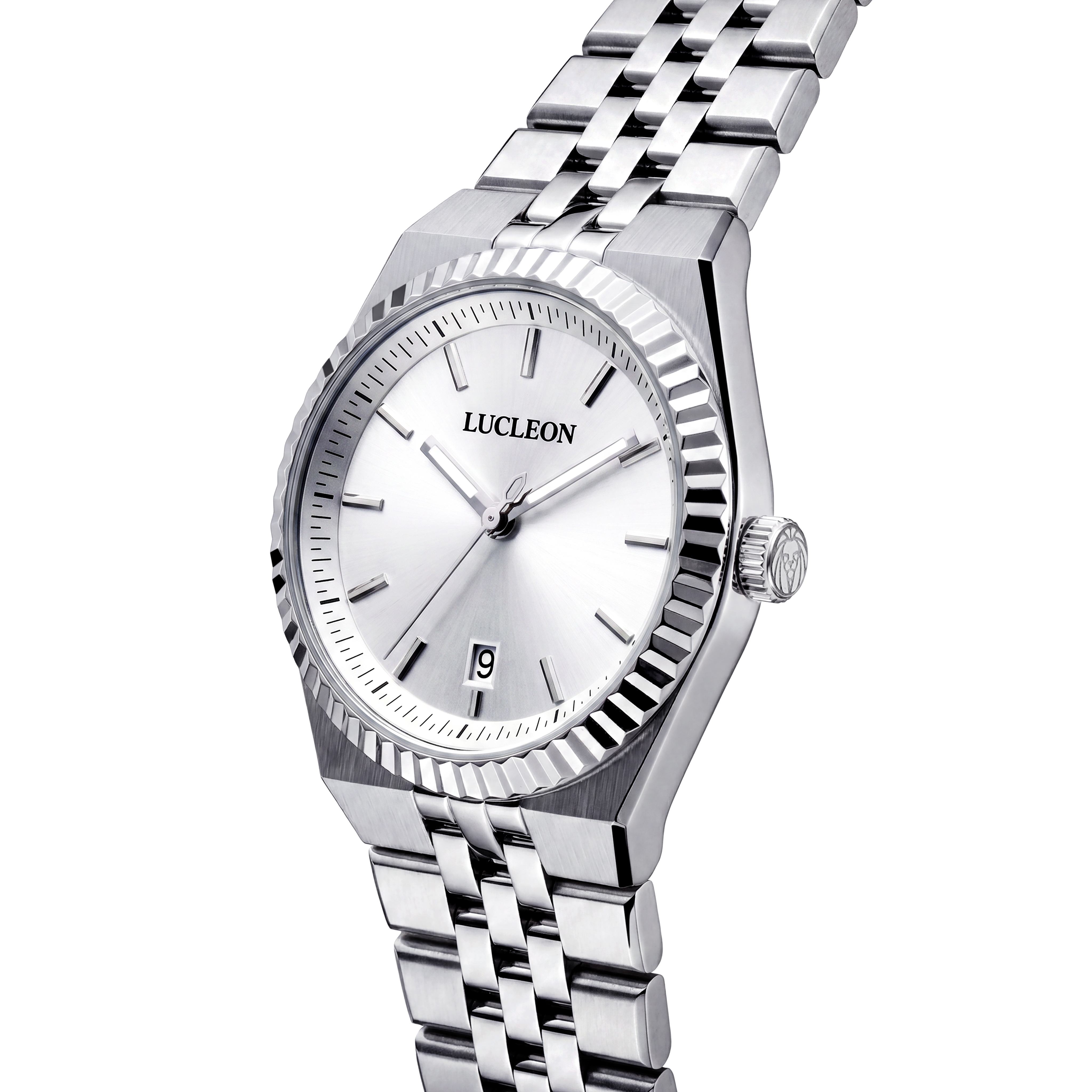 Flute | Reloj de acero inoxidable en tono plateado con esfera con efecto rayos de sol blanca y correa Jubilee - 3