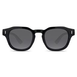Čierne geometrické slnečné okuliare s vyvýšeným rámom
