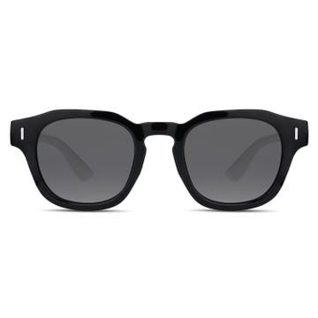 Czarne geometryczne okulary przeciwsłoneczne typu horn rimmed