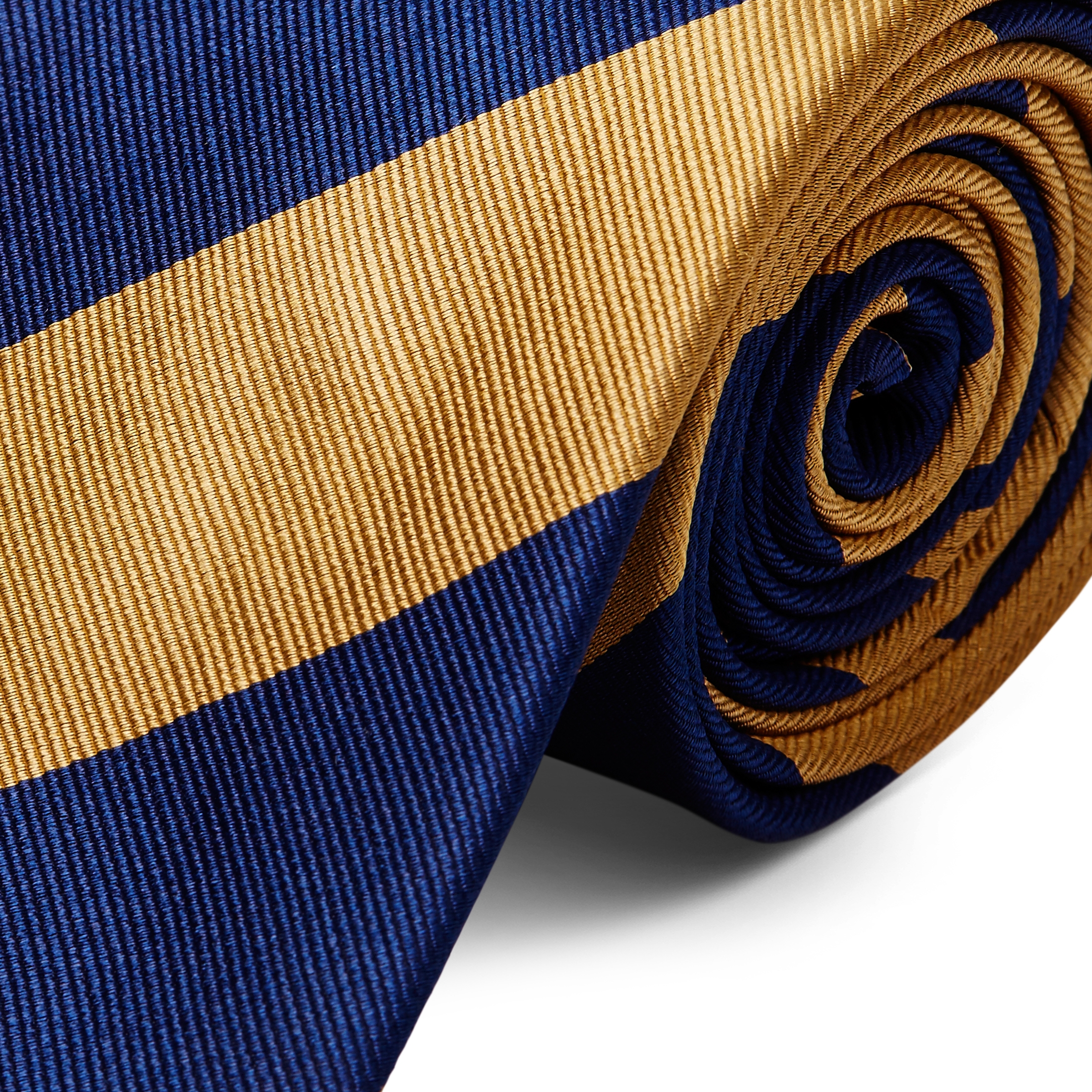 8 cm Gold-Tone & Blue Stripe Silk Tie - 2