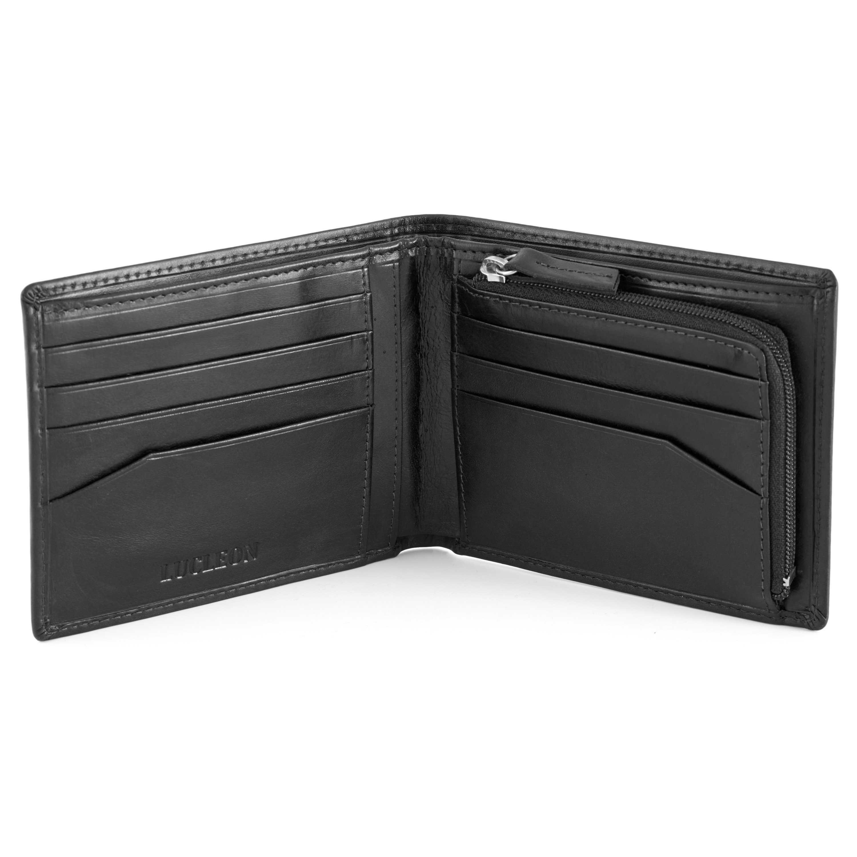 Black Inside Zip Jasper Leather Wallet - 2