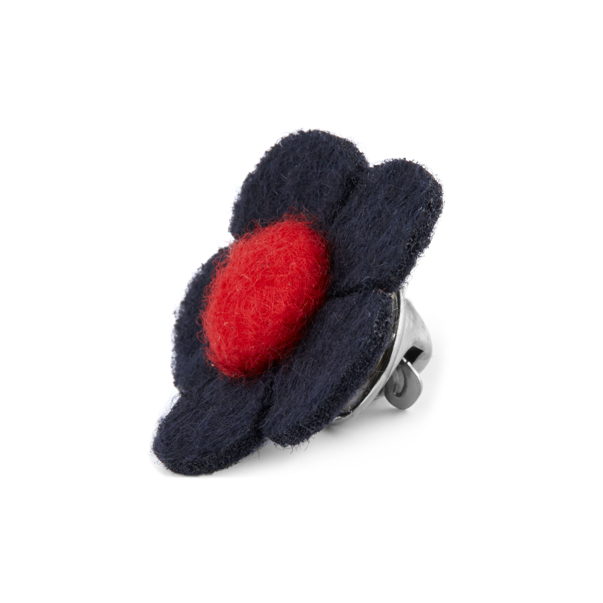 Reversnål med Marineblå & Rød Blomst - 2