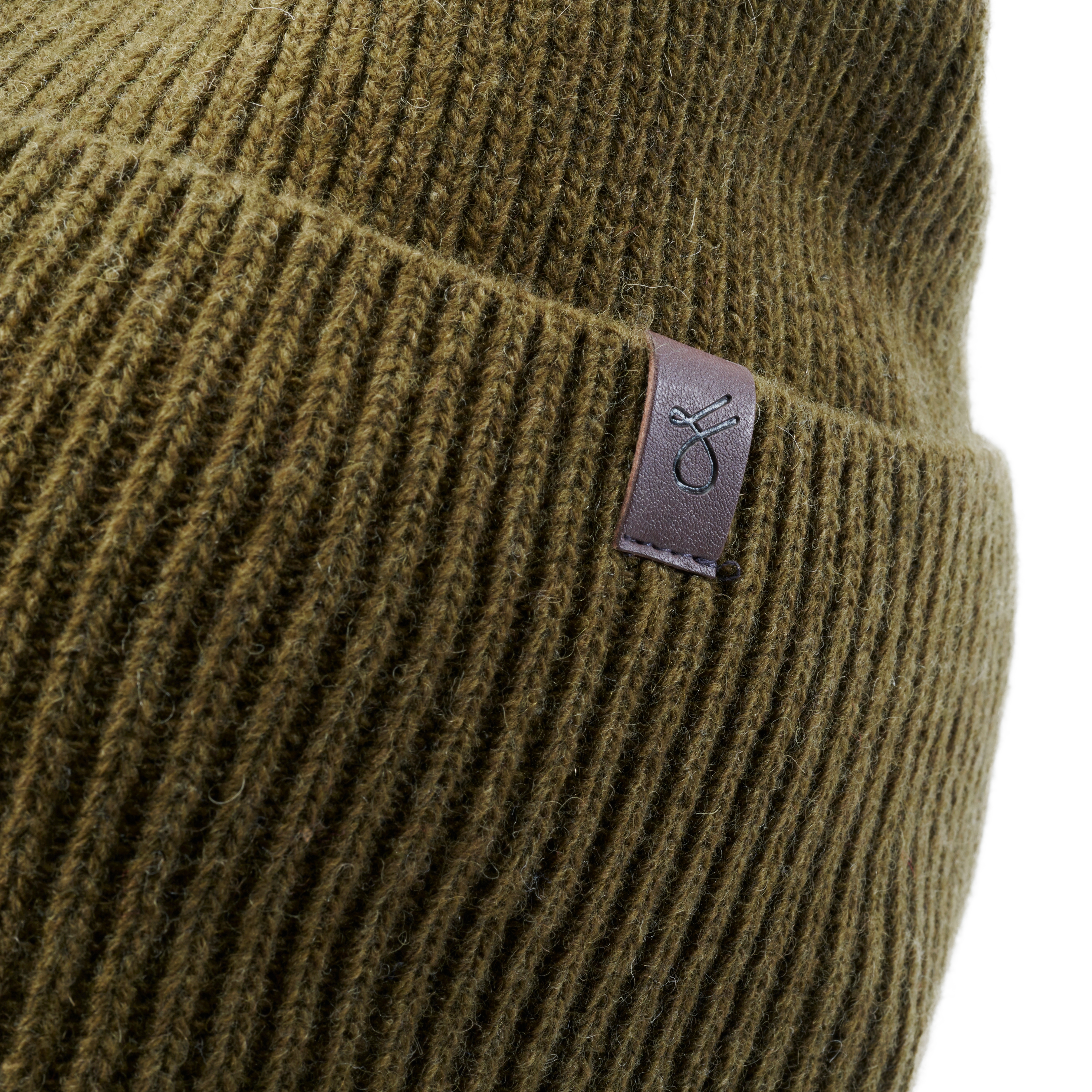 Army Green Recycled Wool Cuffed Beanie - 5