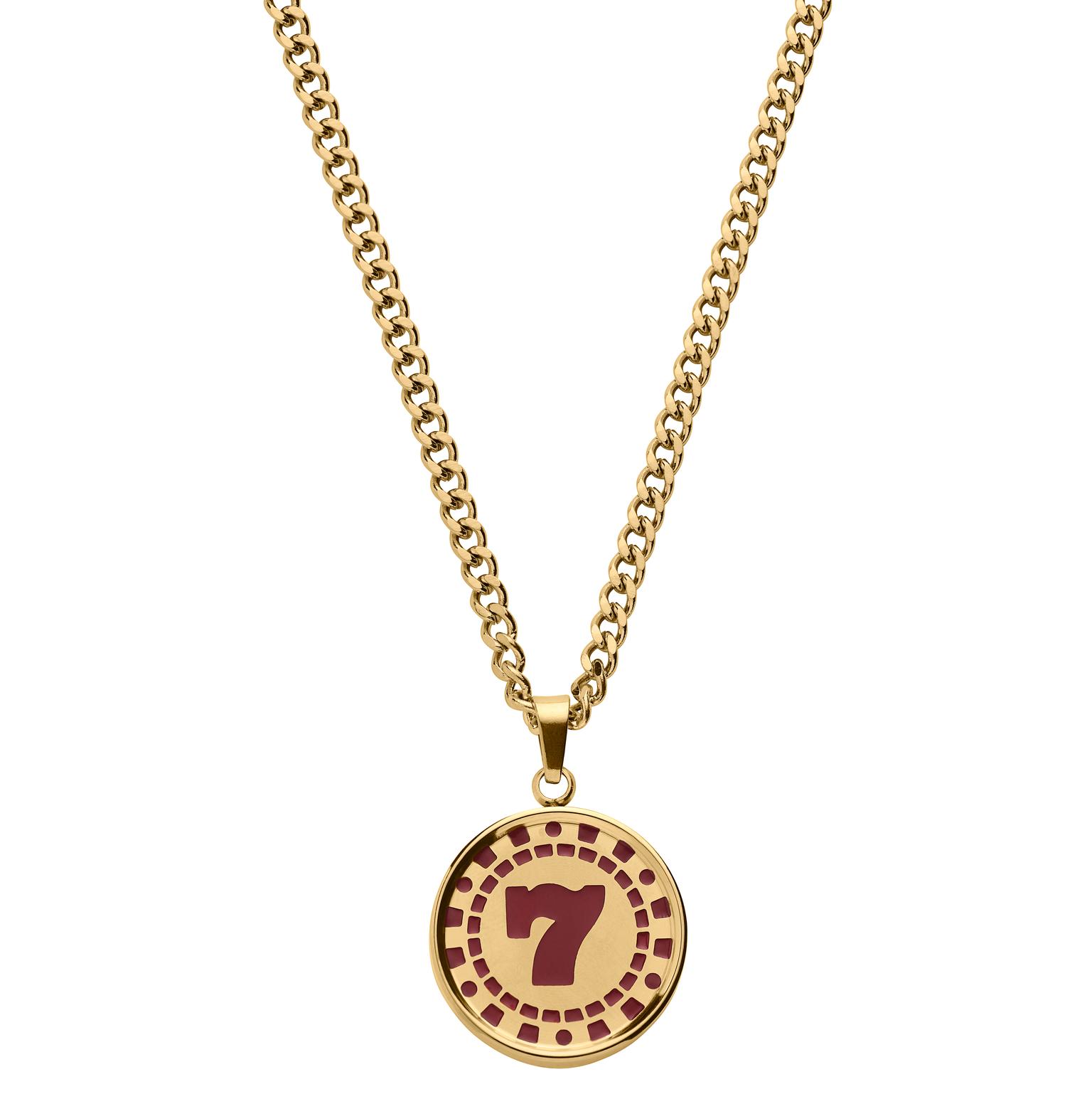 Ace | Gold-tone 7 Poker Chip Pendant Necklace Ace | Gold-tone 7 Poker Chip Pendant Necklace