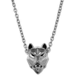 Silver-Tone Stainless Steel With Wolf Head Cable Chain Necklace