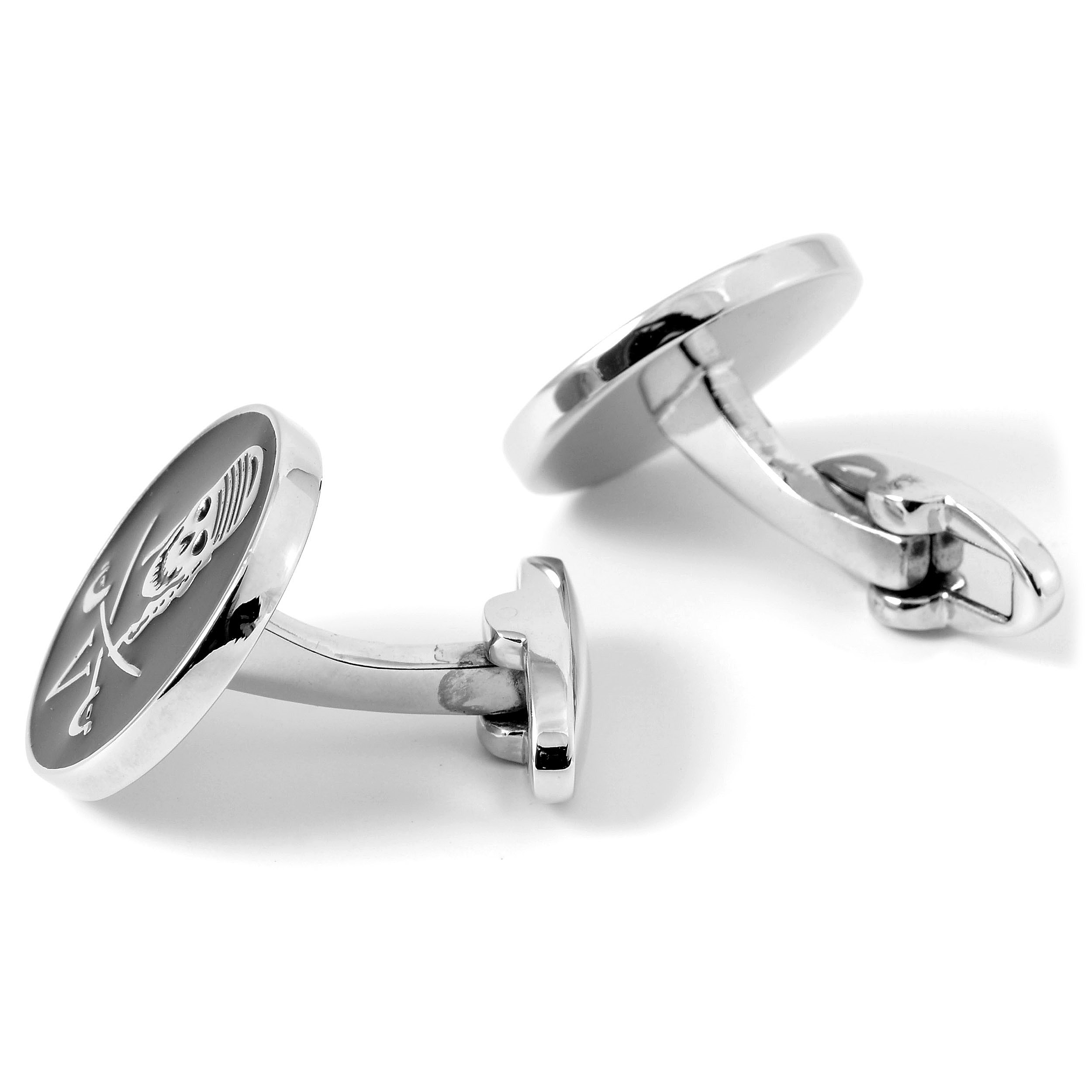 Manschettenknöpfe mit Piraten in Silber-Schwarz - 3