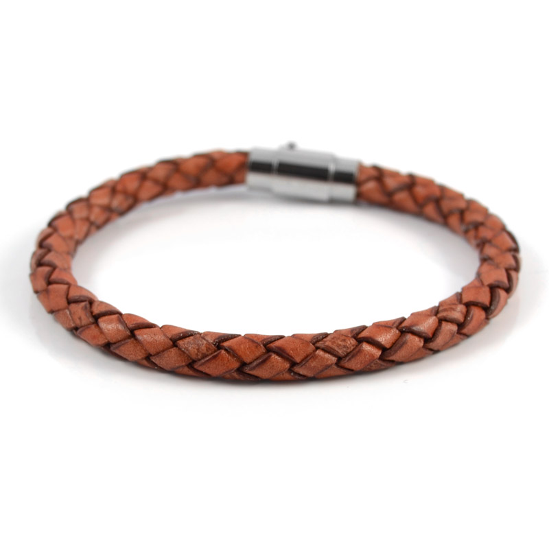 Brown Bolo Braided Leather Bracelet Twist - 1