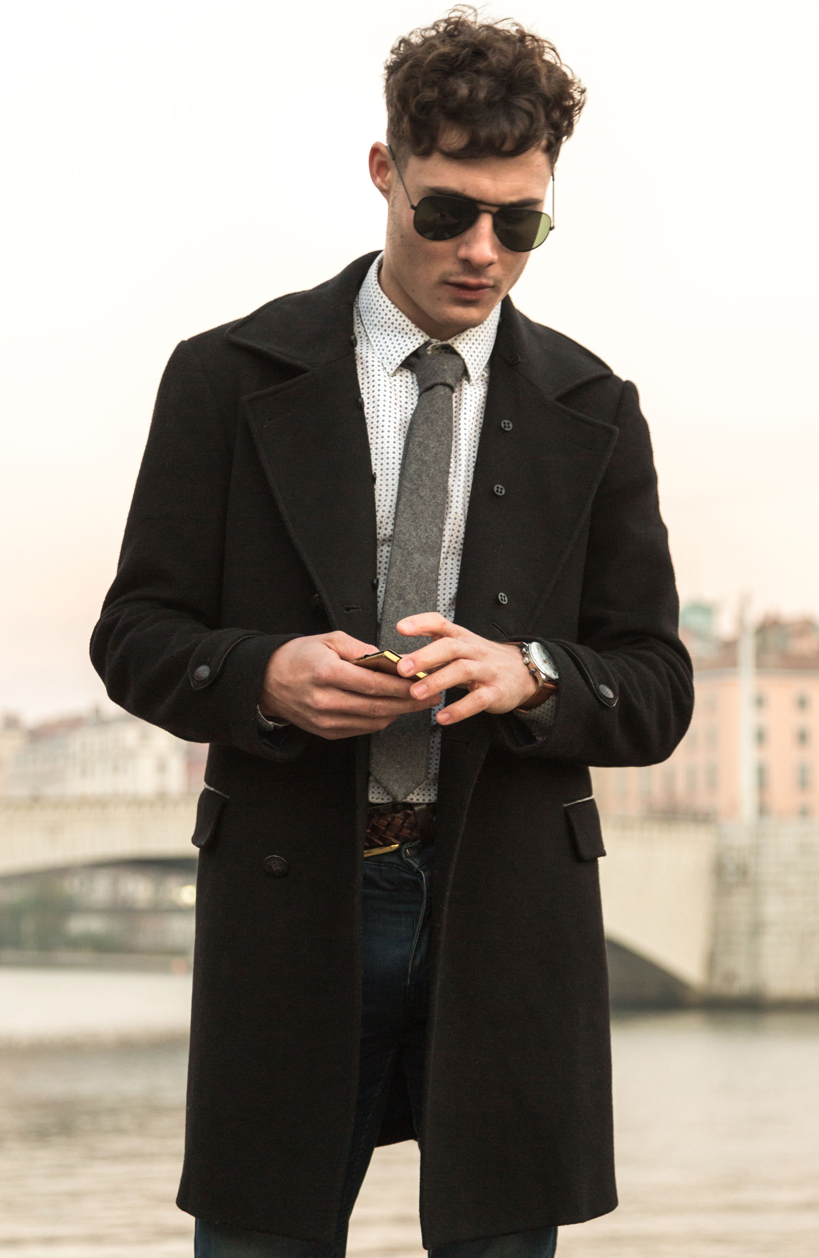 Grey Cashmere Wool Tie - 5