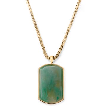 Orisun | Gold-Tone & Green Taiwanese Jade Stone Box Chain Necklace