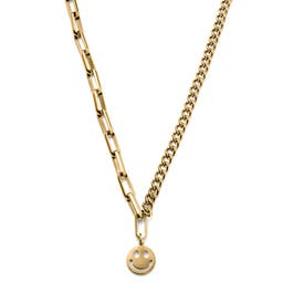 Caleb Amager článkový náhrdelník s přívěskem smajlíka zlaté barvy