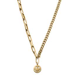 Amager | 5 mm Gold-Tone Smiley Curb & Cable Chain Necklace