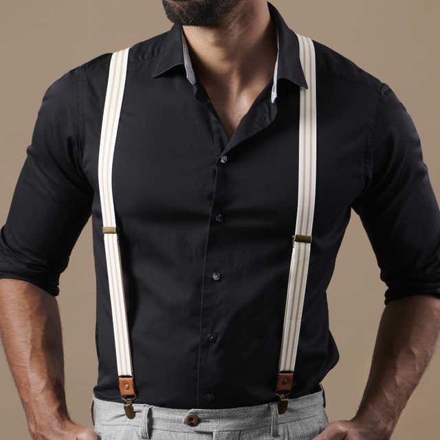 Vintage Beige & Cream Suspenders | In stock! | Tailor Toki