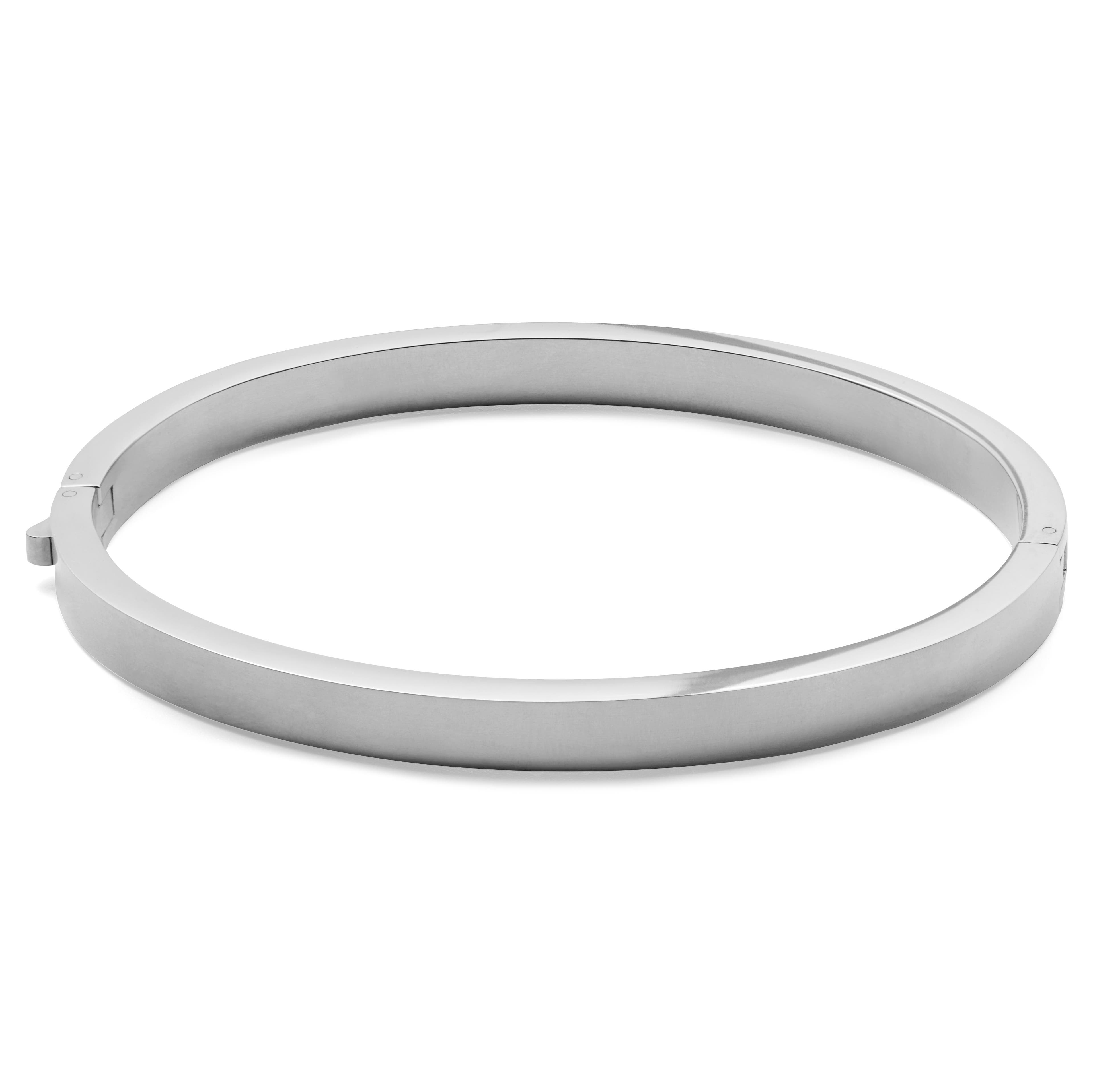 Arie | Polished Silver-Tone Stainless Steel Bangle Bracelet