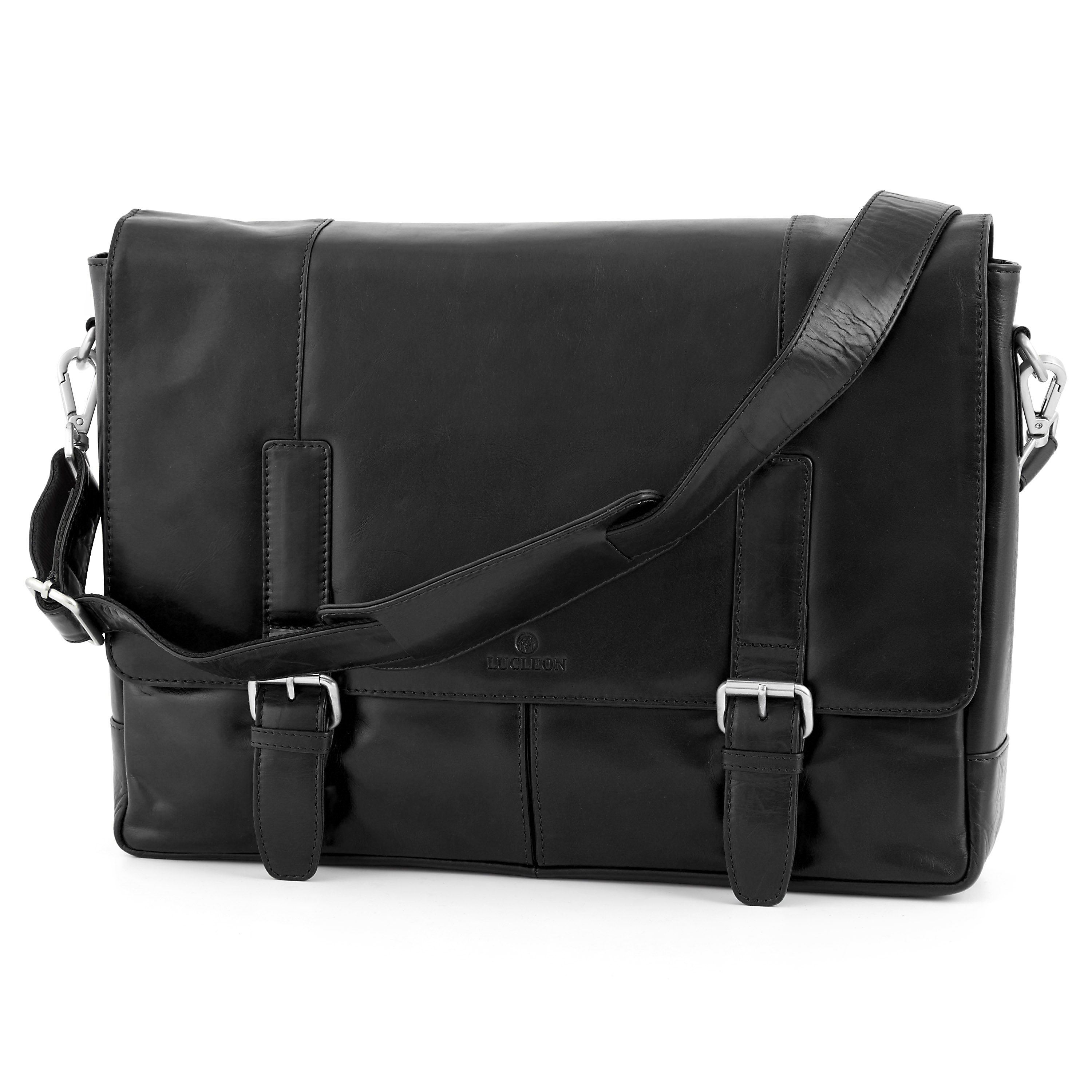 Klasyczna czarna skórzana torba na ramię Jasper - 3